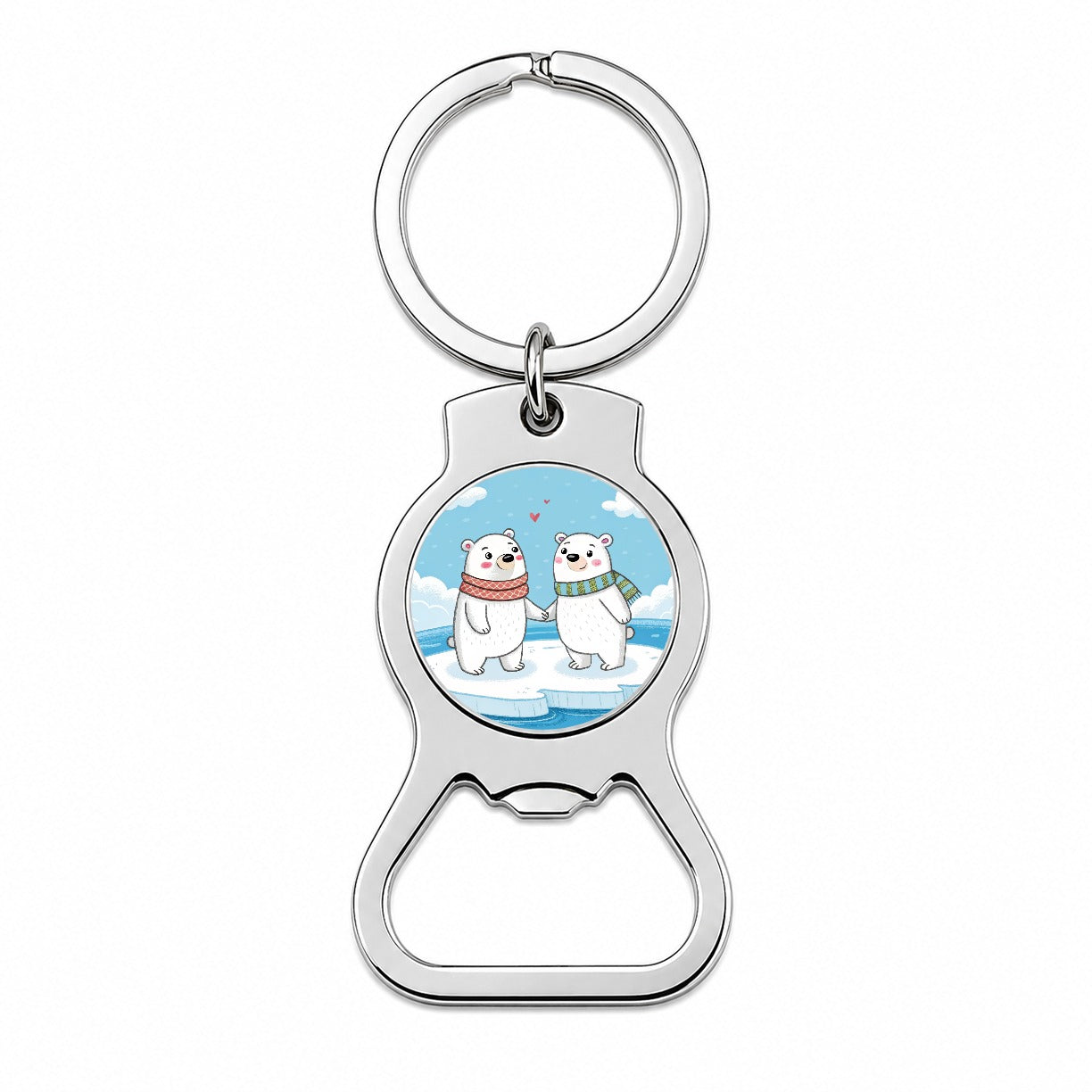 Kawaii Polar Bears In Love Valentine's Day Bottle Opener Keychain