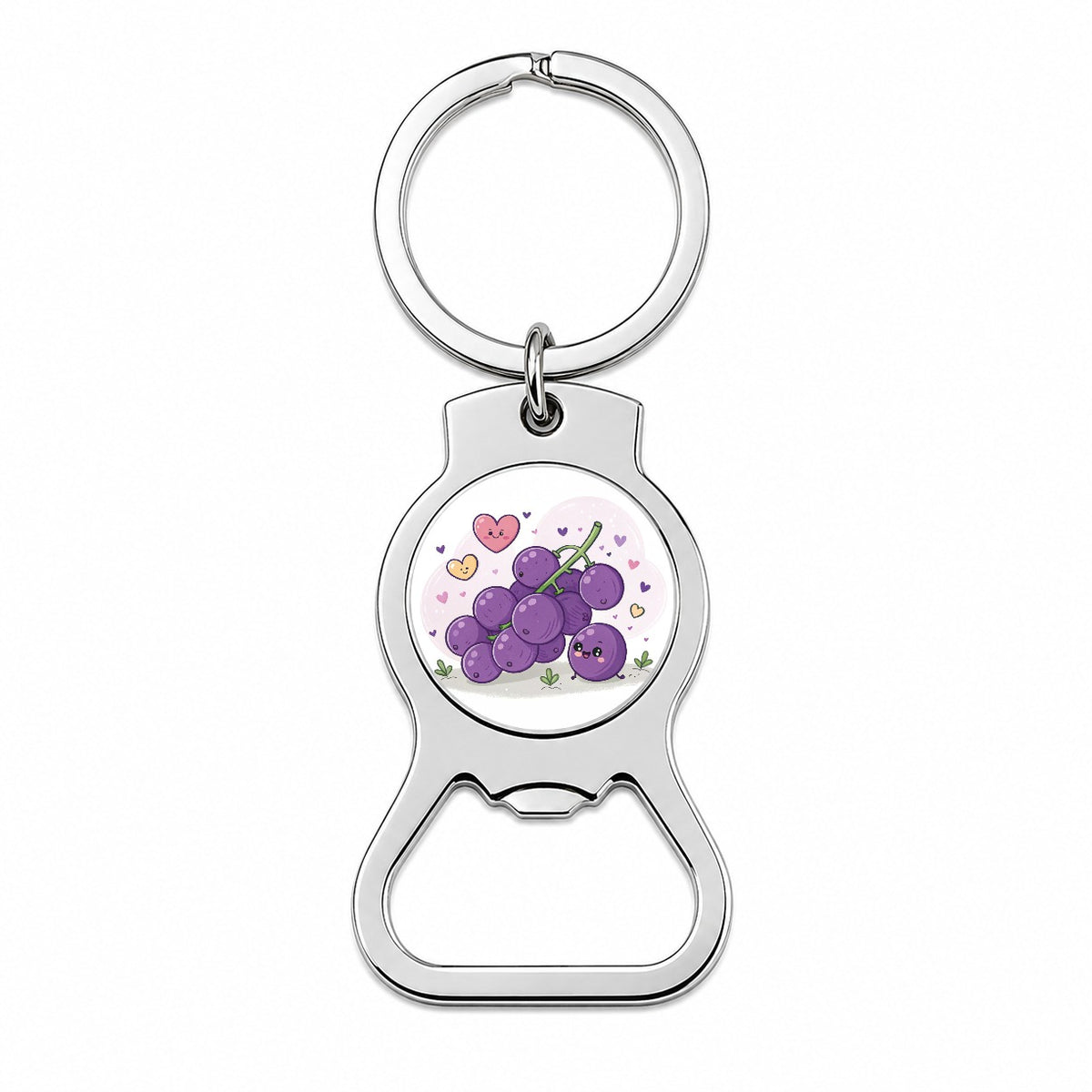 Kawaii Purple Grapes And Hearts Bottle Opener Keychain