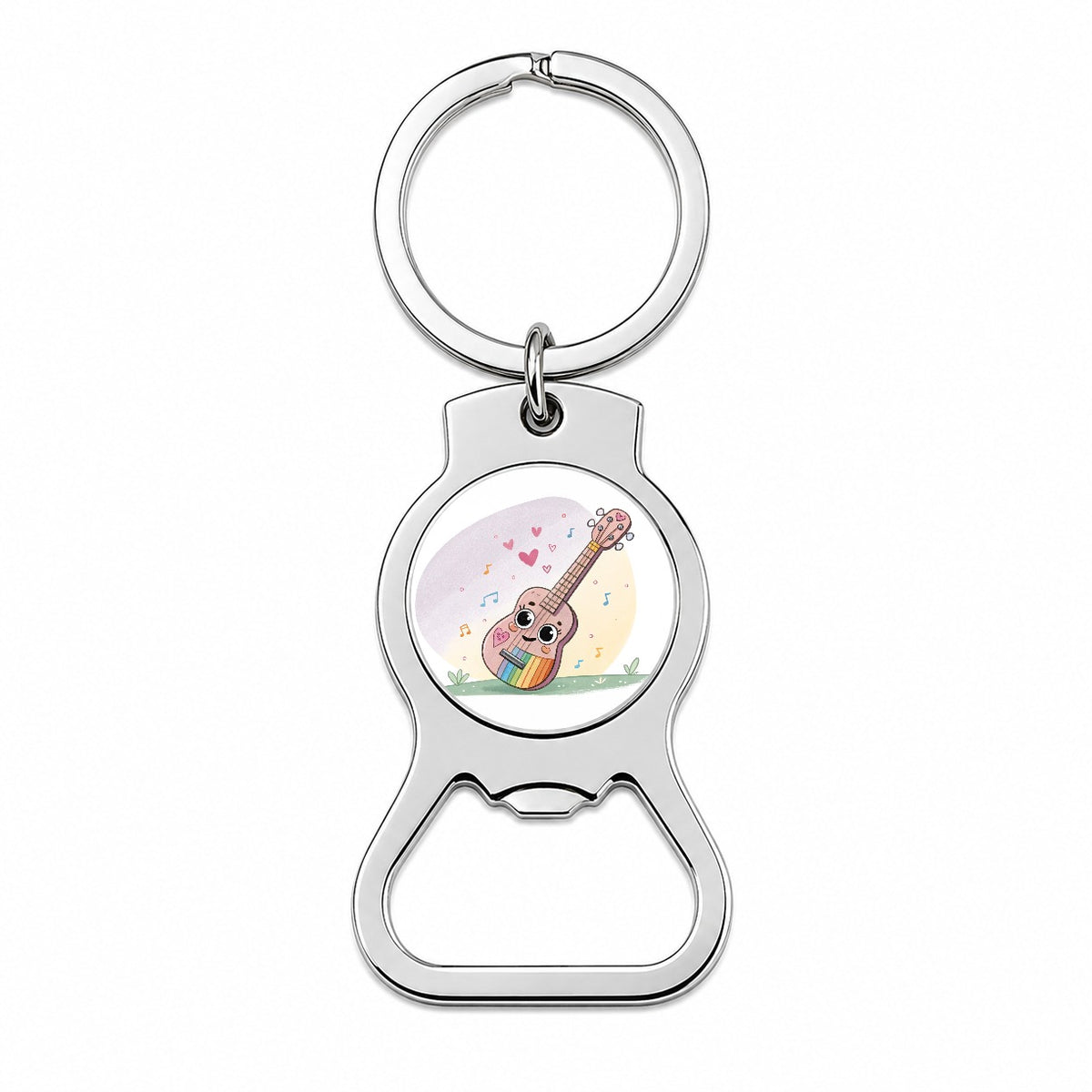 Kawaii Colorful Ukulele Music Bottle Opener Keychain