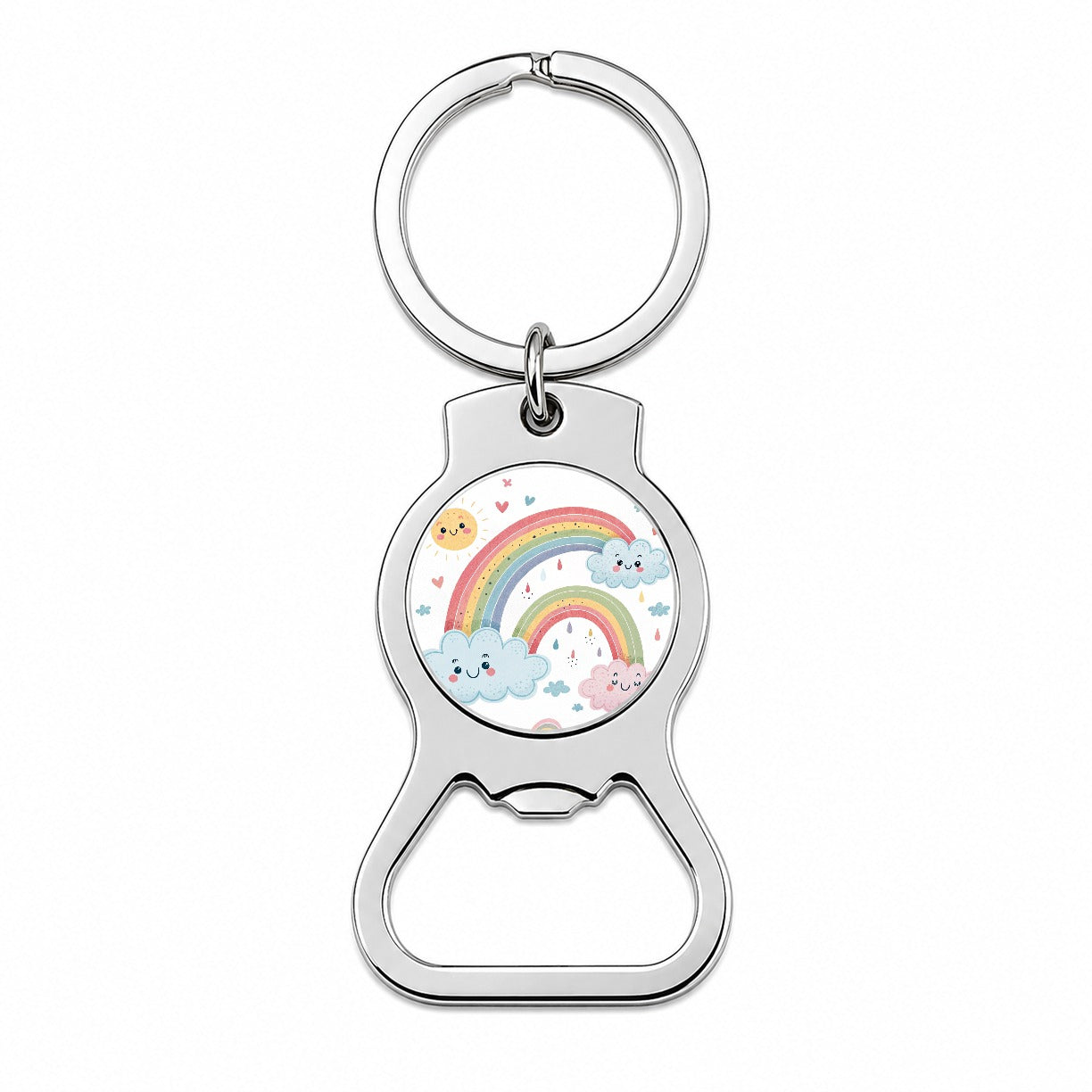 Kawaii Rainbows And Clouds Bottle Opener Keychain