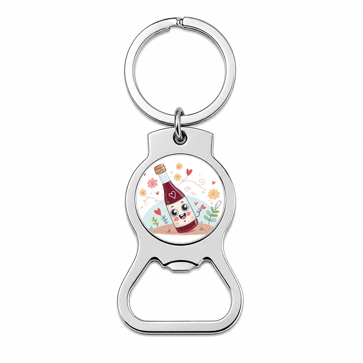 Kawaii Red Wine Alcohol Bottle Opener Keychain