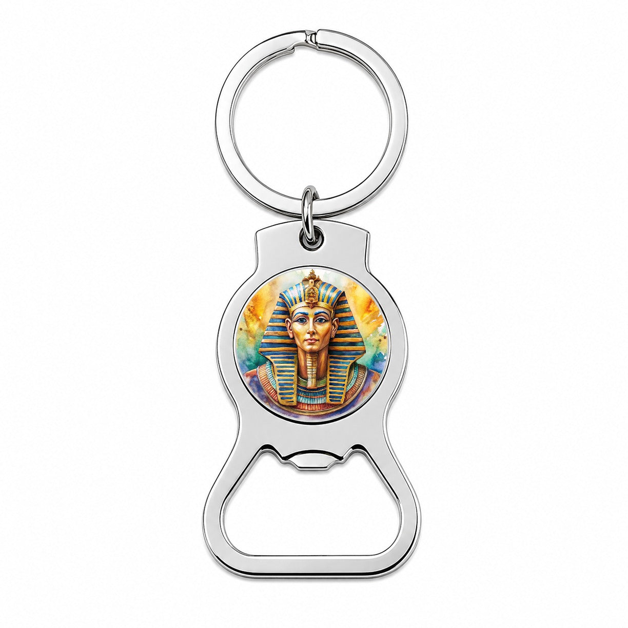 Ancient Egyptian Pharaoh Watercolor Bottle Opener Keychain