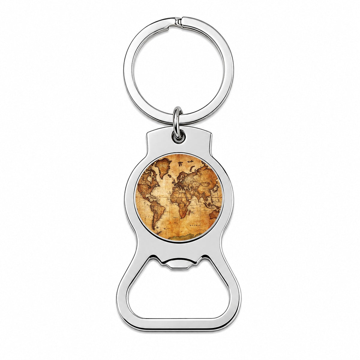 Ancient Worn Map Of The World Continents Bottle Opener Keychain