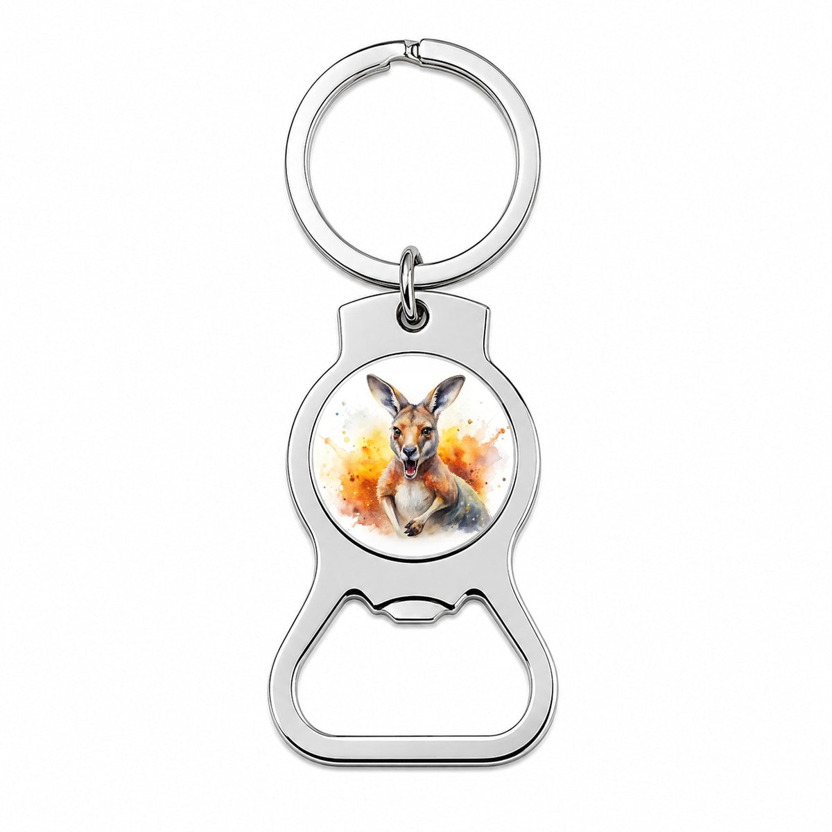 Angry Kangaroo Watercolor Bottle Opener Keychain