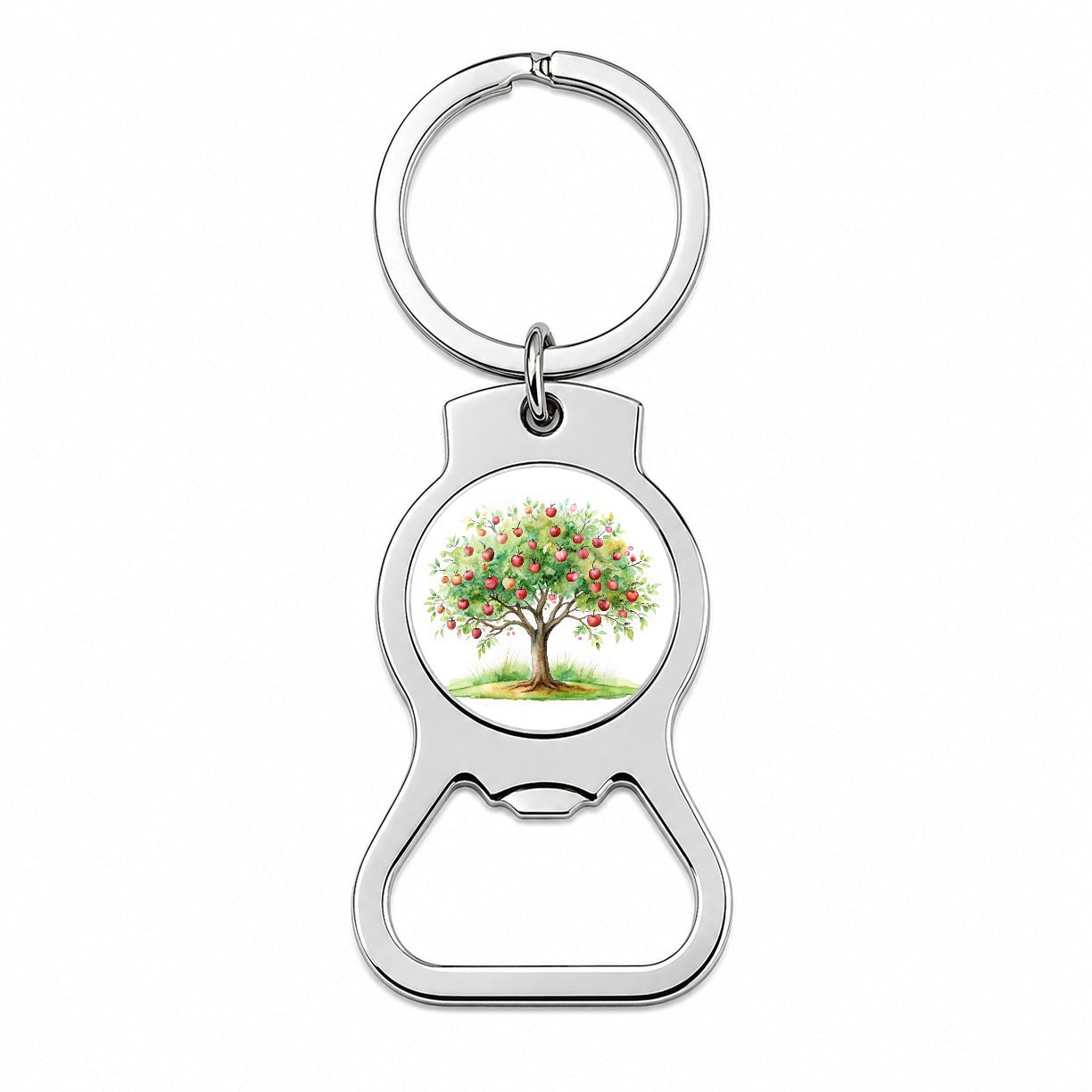 Apple Tree Watercolor Bottle Opener Keychain