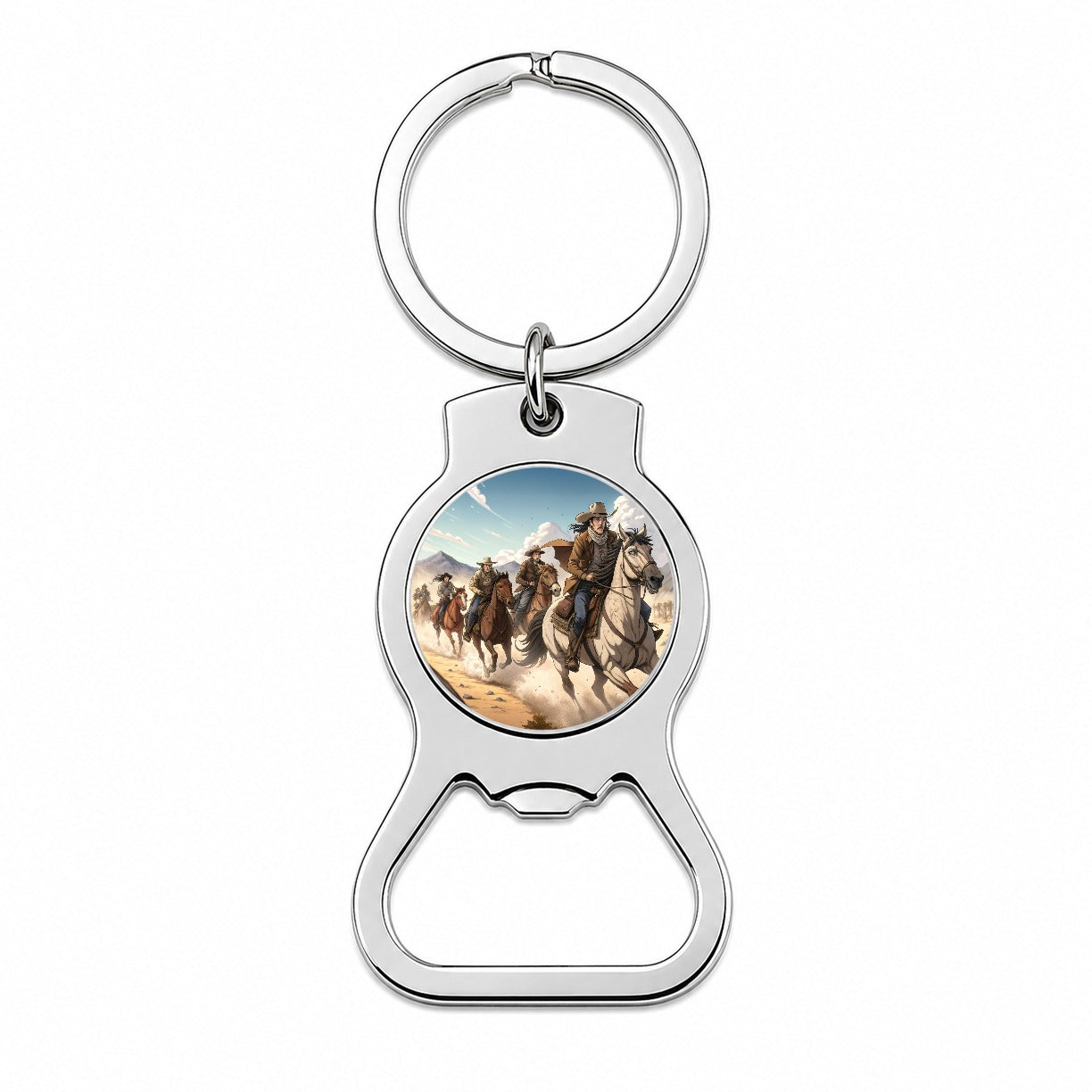 Bandits Riding Hard Old West Cowboys Western Bottle Opener Keychain