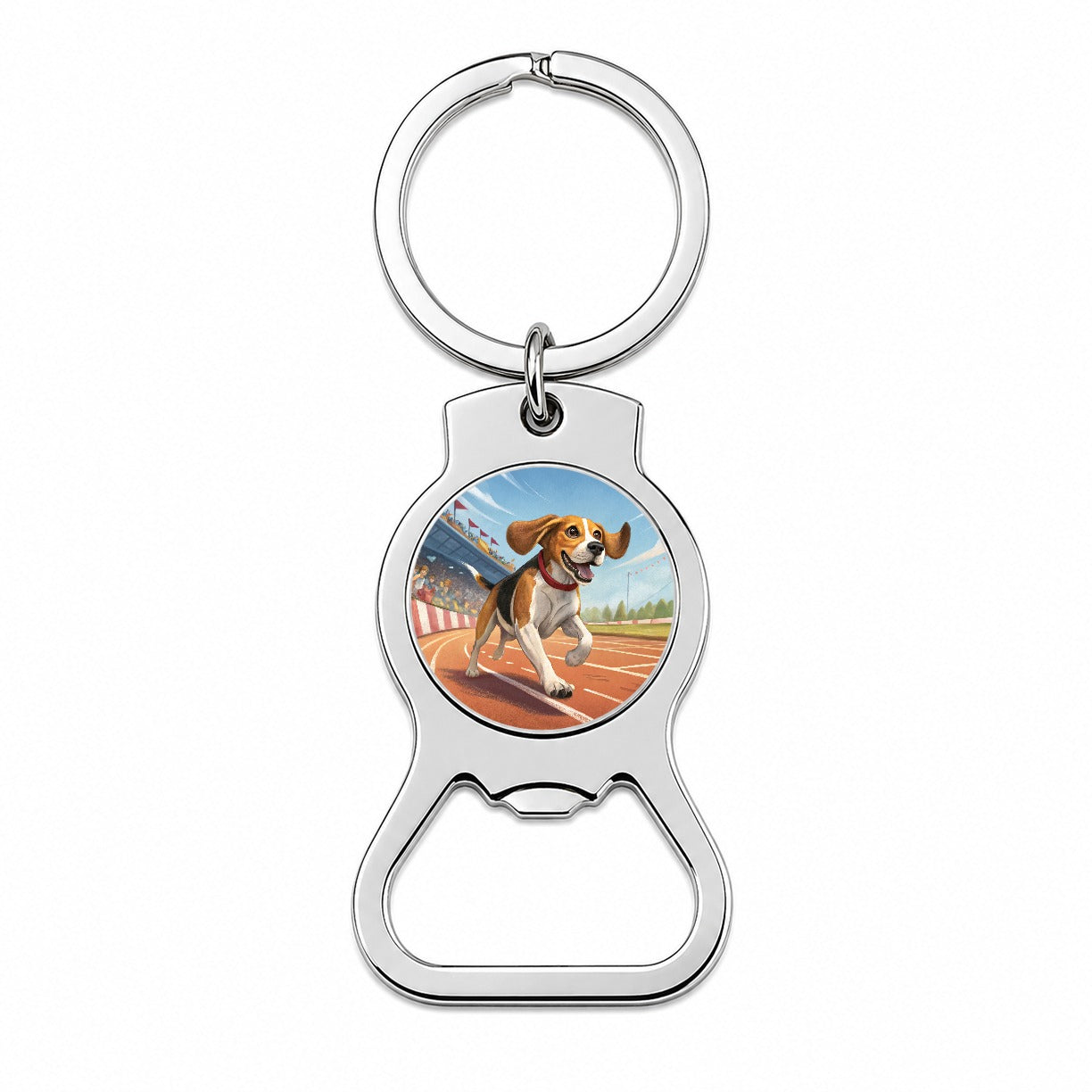 Beagle Dog Racing Bottle Opener Keychain