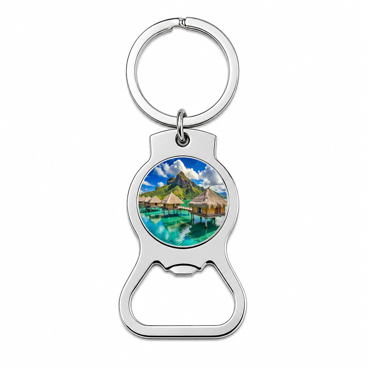 Bora Bora Huts On Water French Polynesia Bottle Opener Keychain