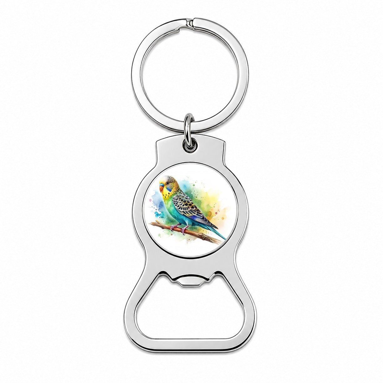 Budgerigar Budgie Parakeet Bird Watercolor Bottle Opener Keychain