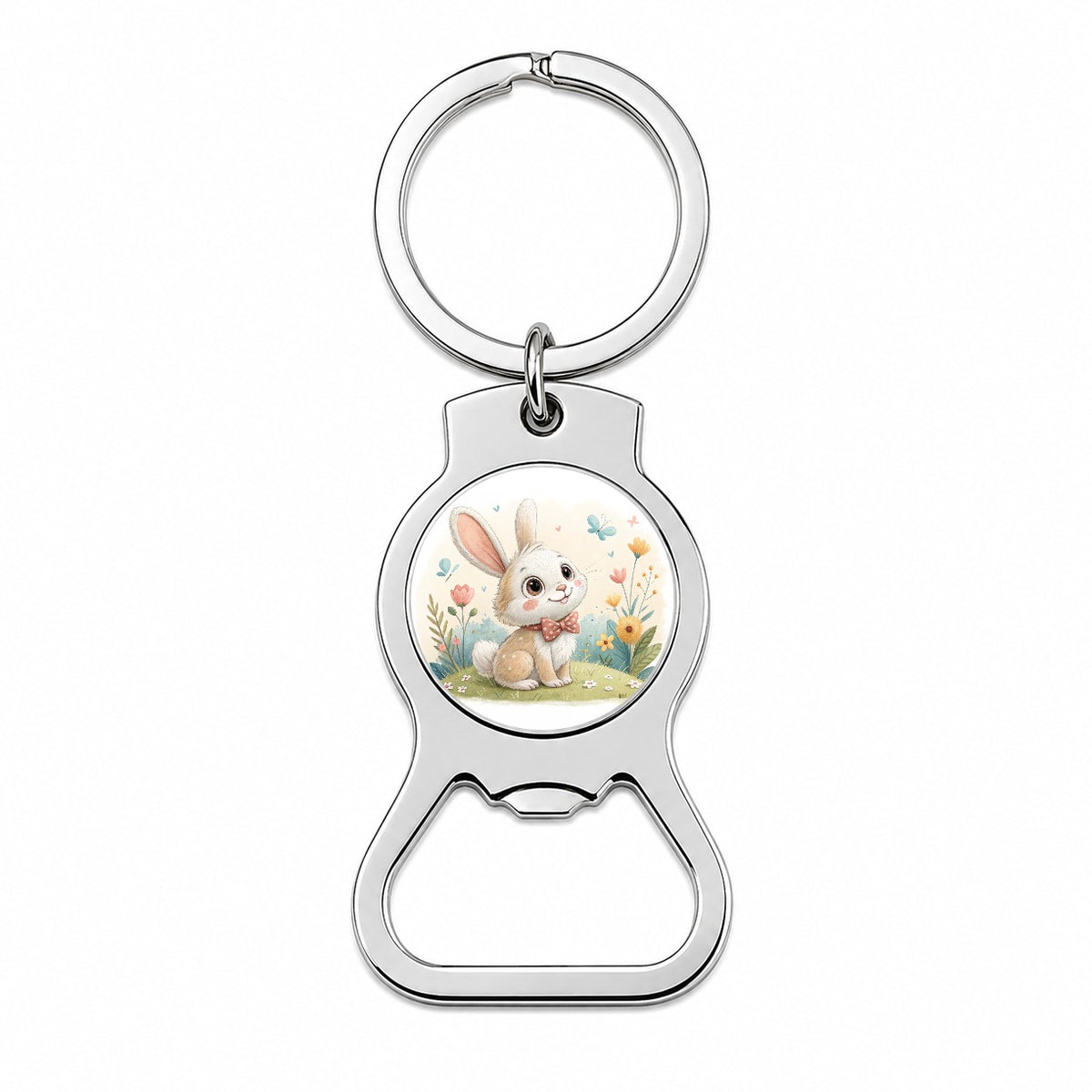 Bunny Rabbit Children's Illustration Style Bottle Opener Keychain