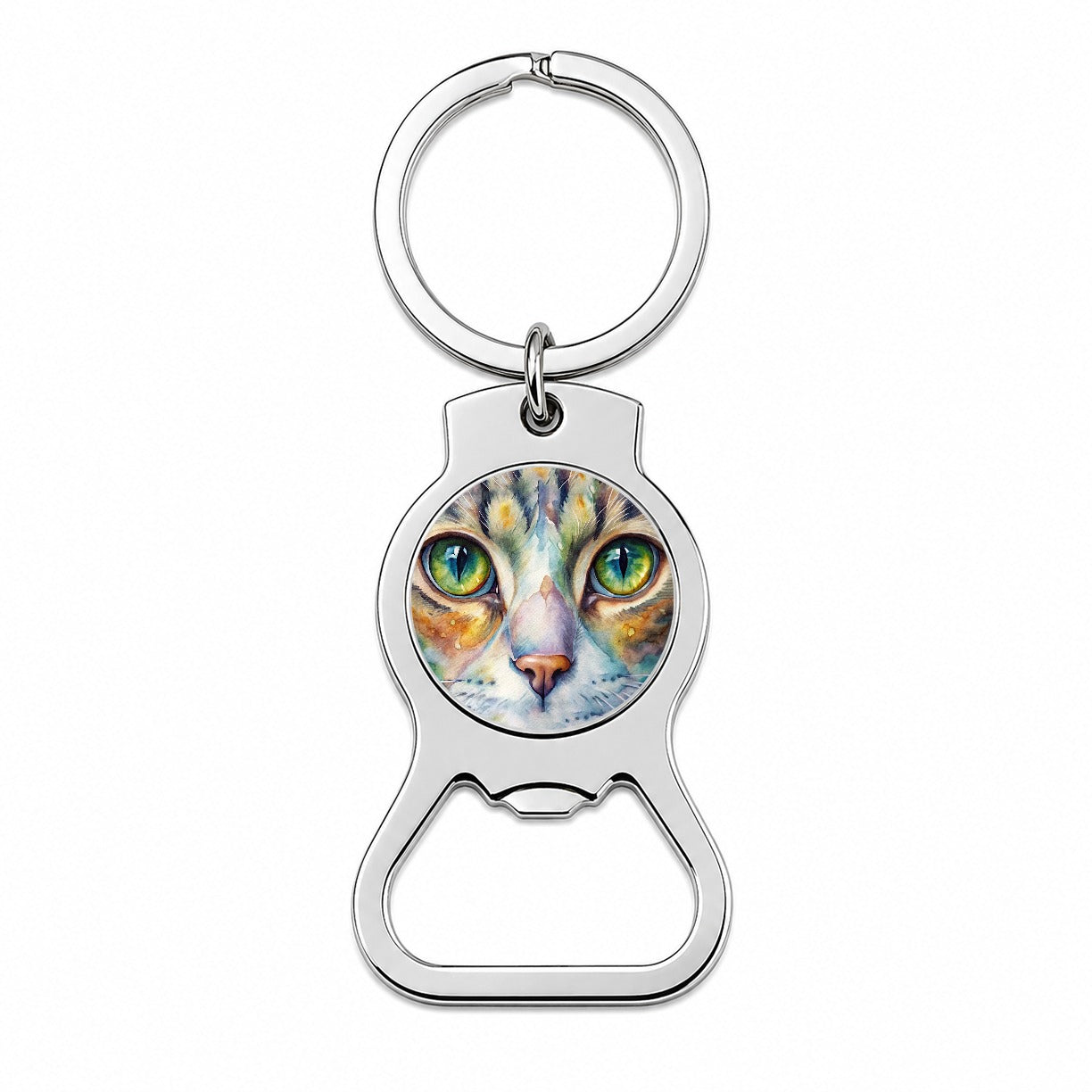 Cat Eyes Close-Up Watercolor Bottle Opener Keychain