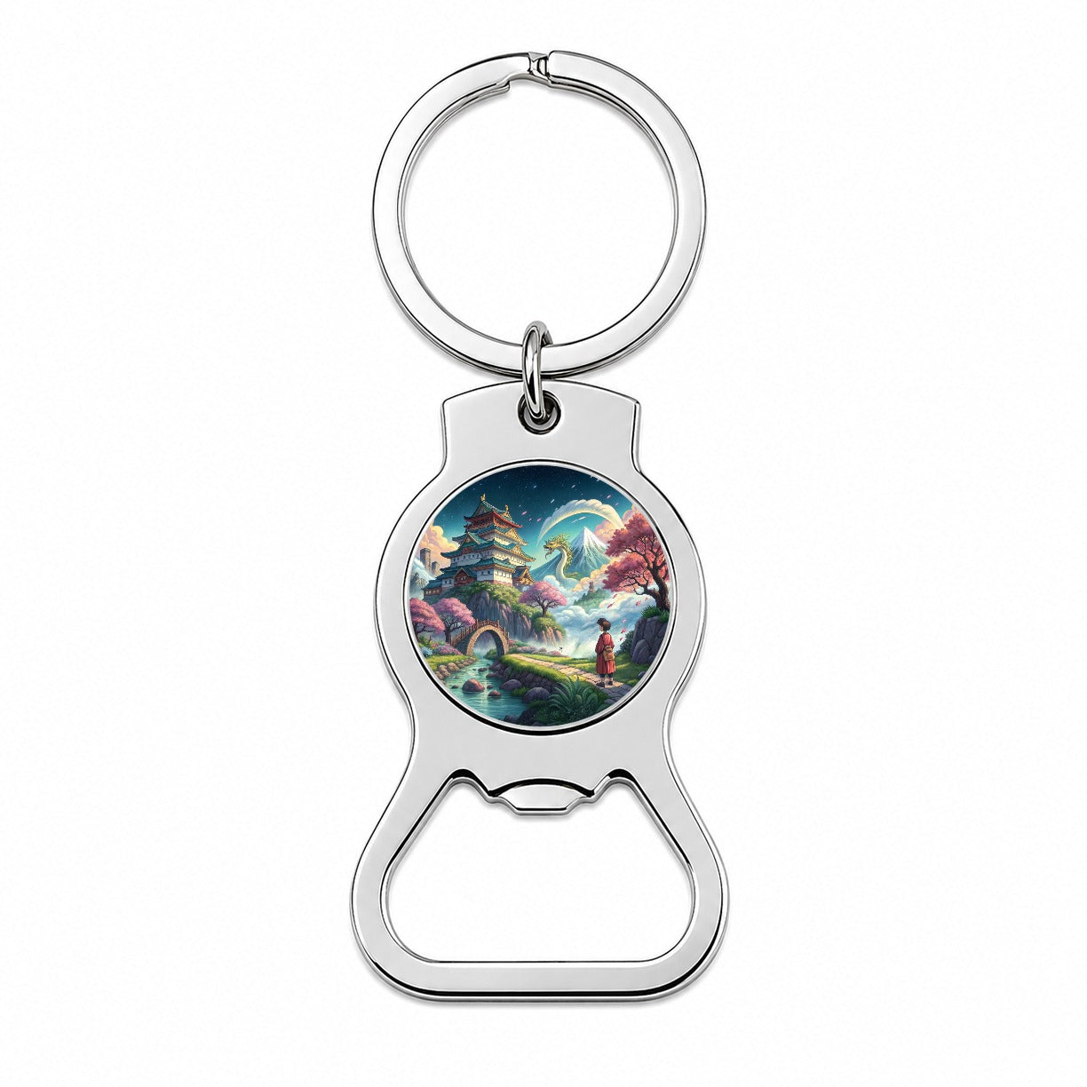 Classic Japanese Anime Style Fantasy World Bottle Opener Keychain