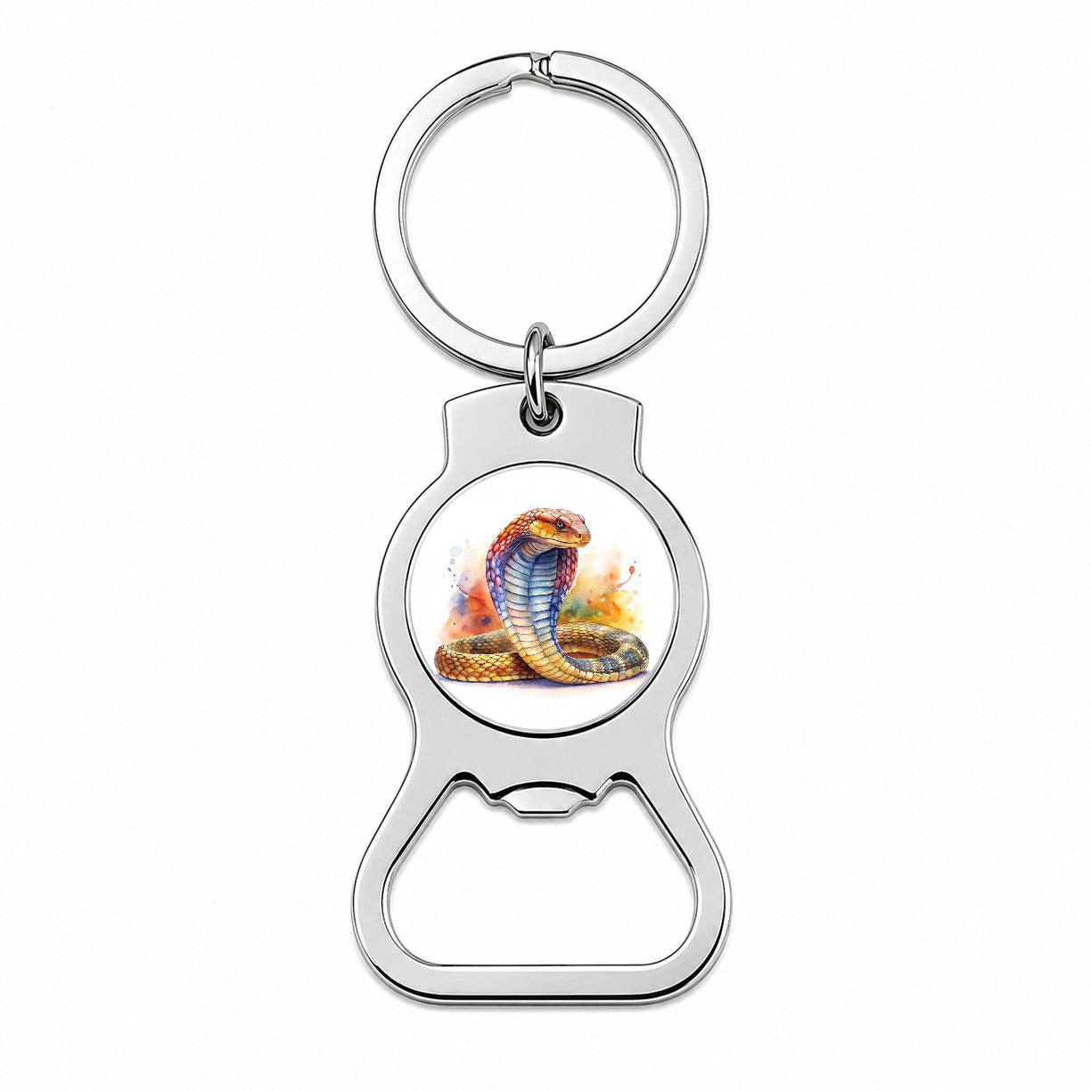 Cobra Snake Watercolor Bottle Opener Keychain