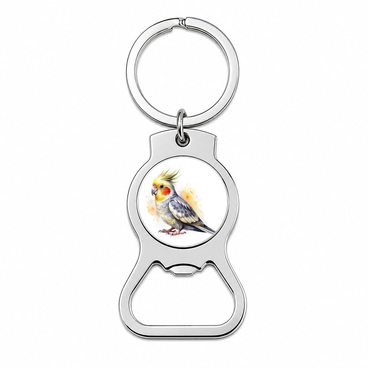 Cockatiel Parrot Bird Watercolor Bottle Opener Keychain
