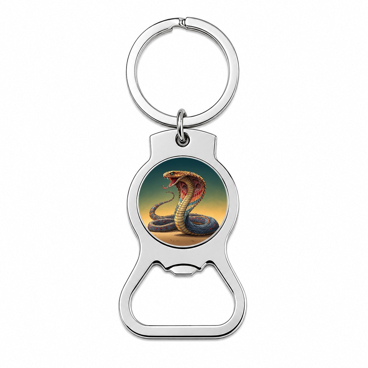 Colorful Cobra Snake Reptile Bottle Opener Keychain