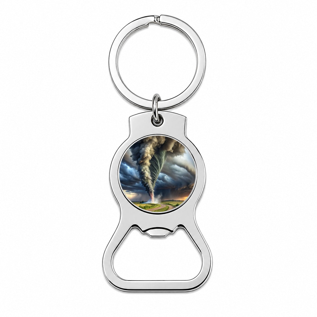 Dark and Scary Tornado Twister Bottle Opener Keychain