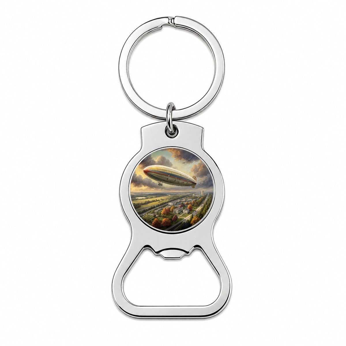 Dirigible Airship In Flight Over New Jersey Bottle Opener Keychain