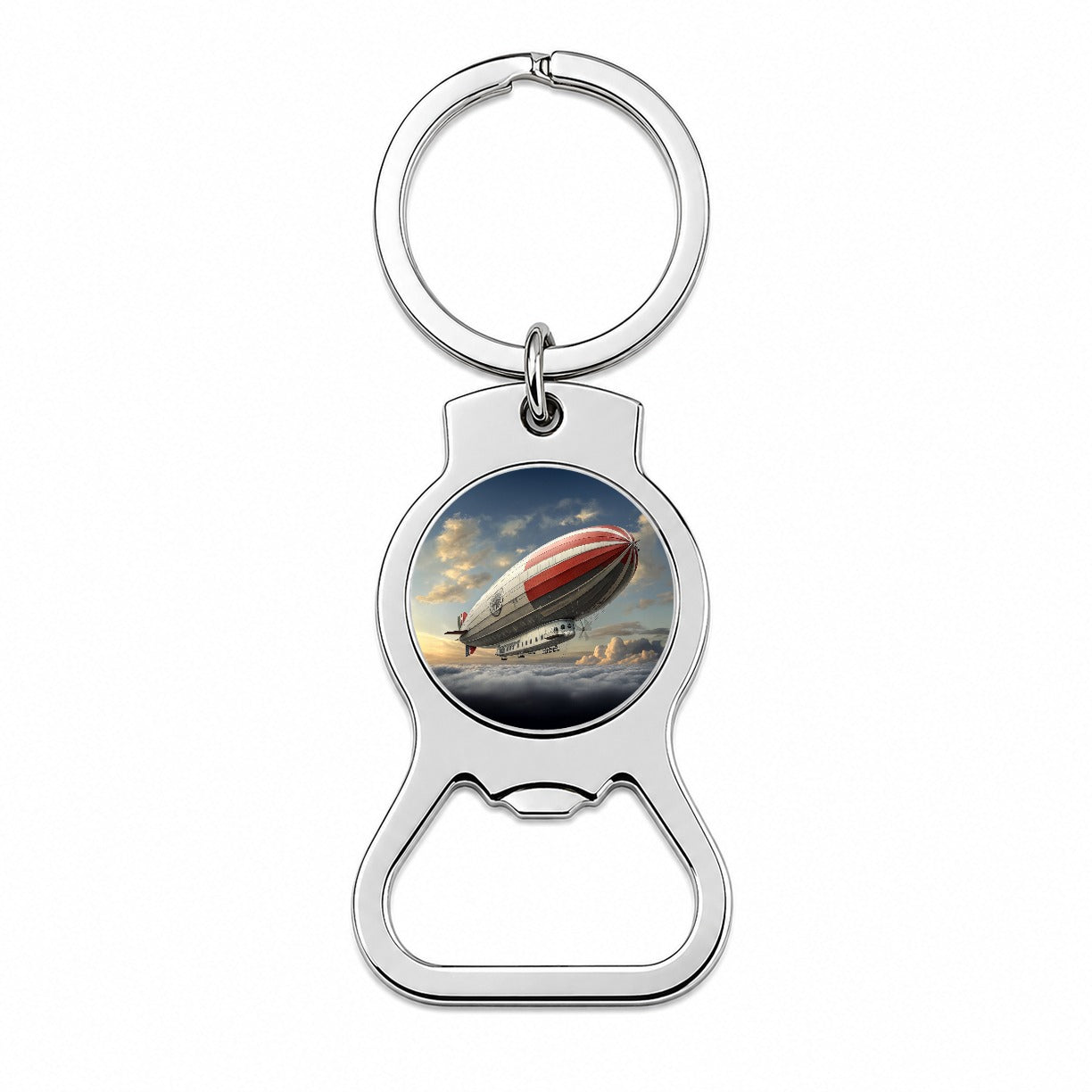 Early 1900's Dirigible Airship Blimp Bottle Opener Keychain