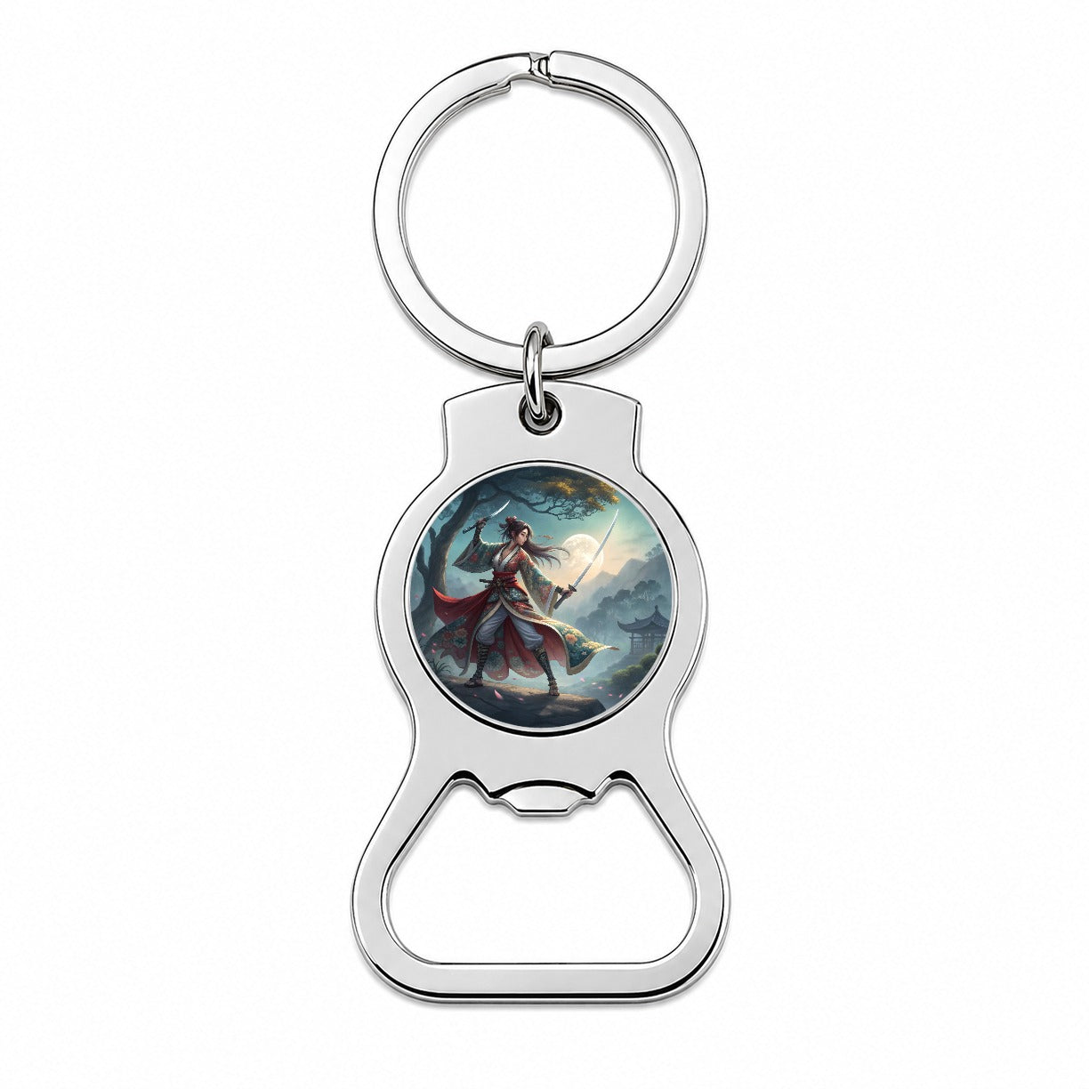 Fantasy Female Warrior Classic Japanese Anime Style Bottle Opener Keychain