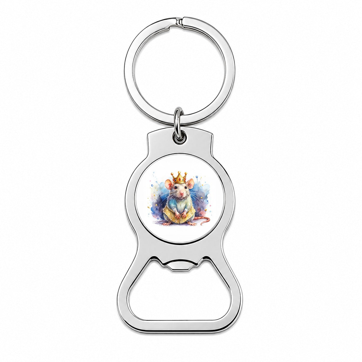 Fantasy Rat Mouse King Watercolor Bottle Opener Keychain
