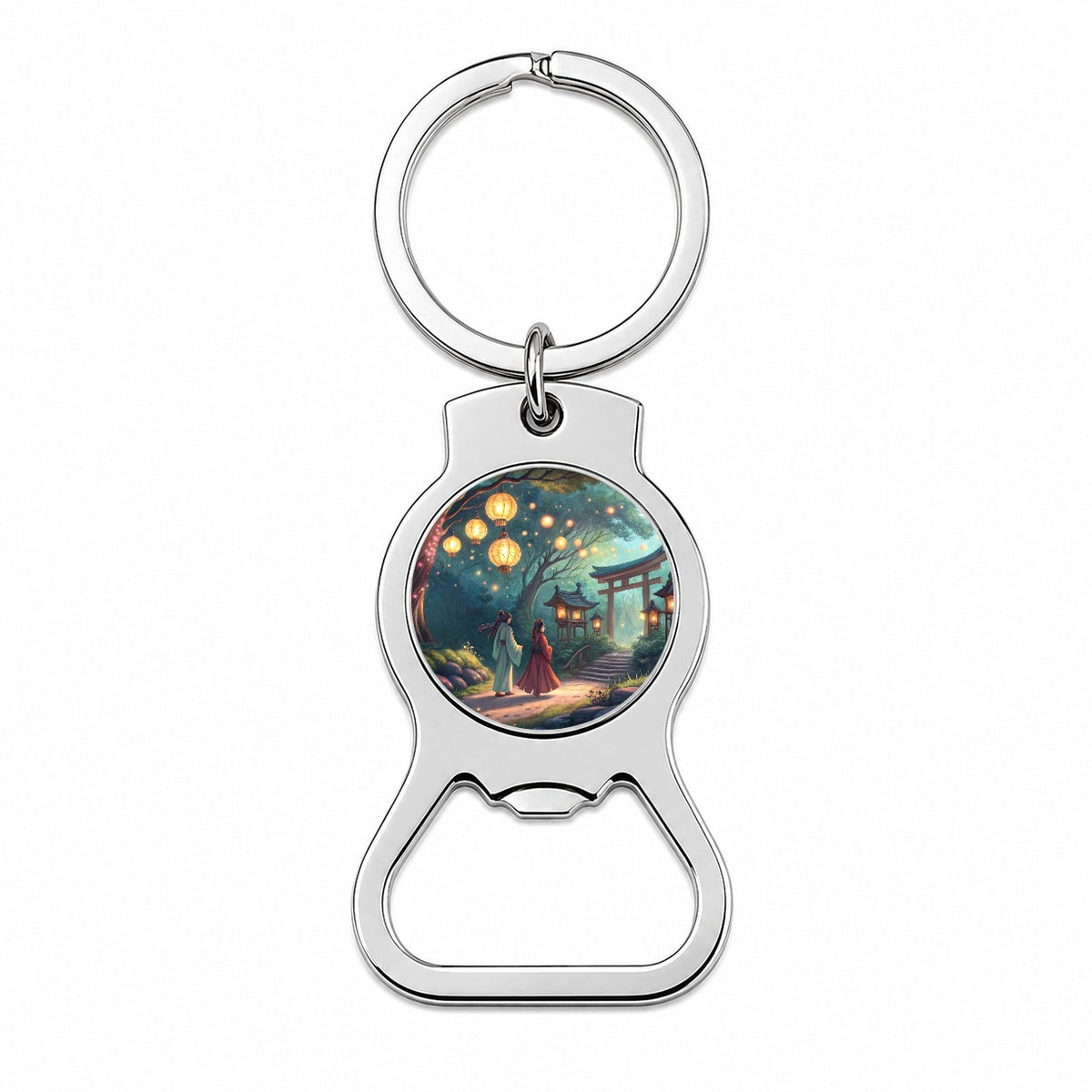 Forest Temple Entrance Torii Gate Fantasy Japanese Anime Style Bottle Opener Keychain