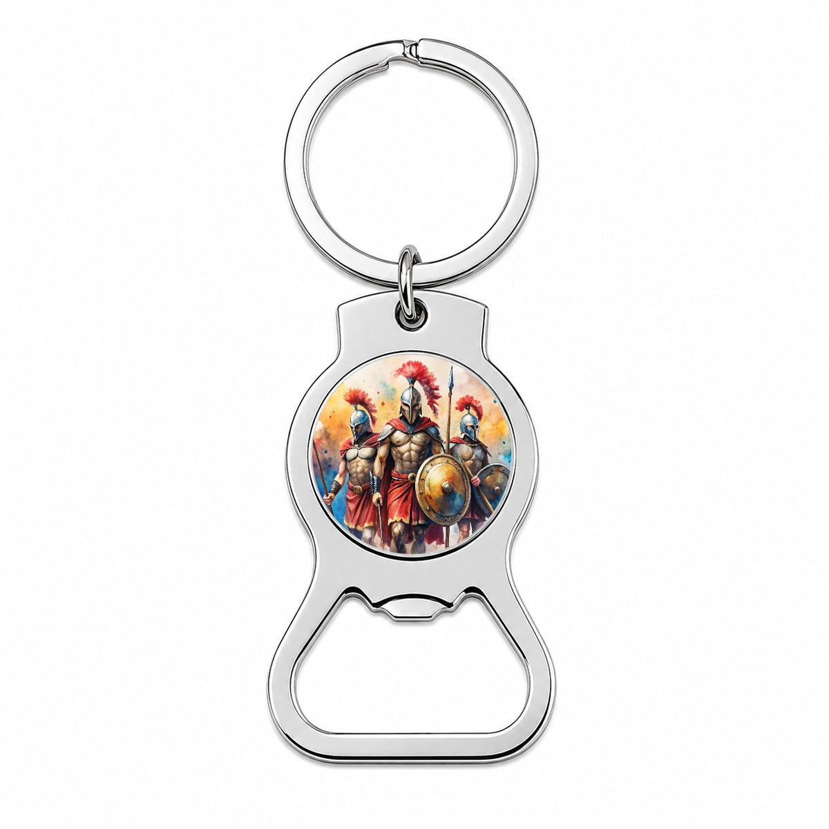 Greek Warriors Spartans Watercolor Bottle Opener Keychain