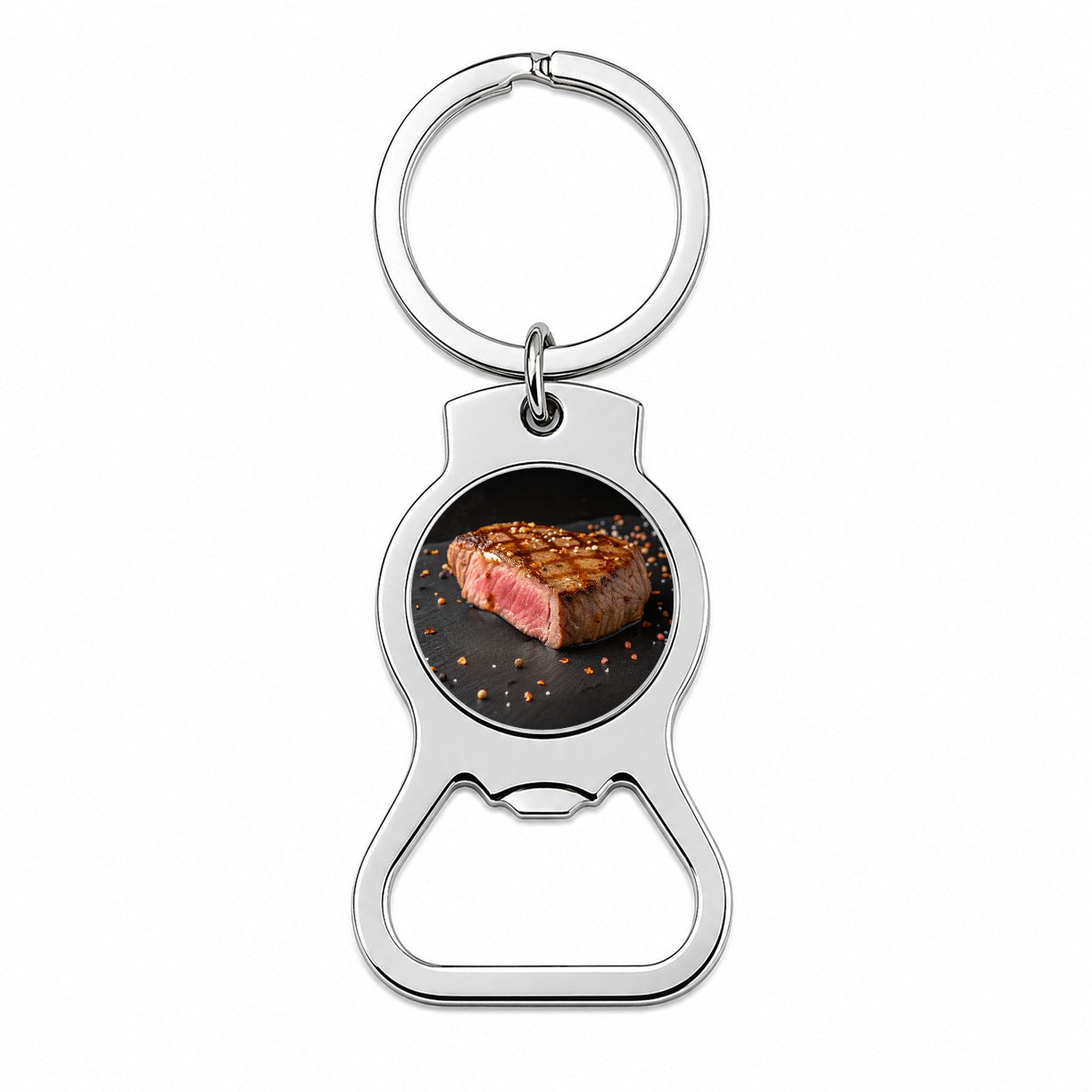 Grilled Juicy Steak Filet Bottle Opener Keychain