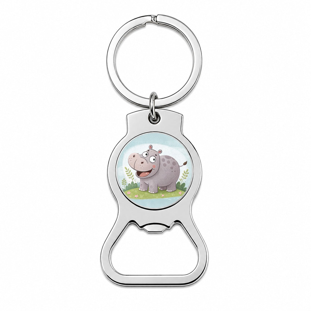 Hippo Children's Illustration Style Bottle Opener Keychain