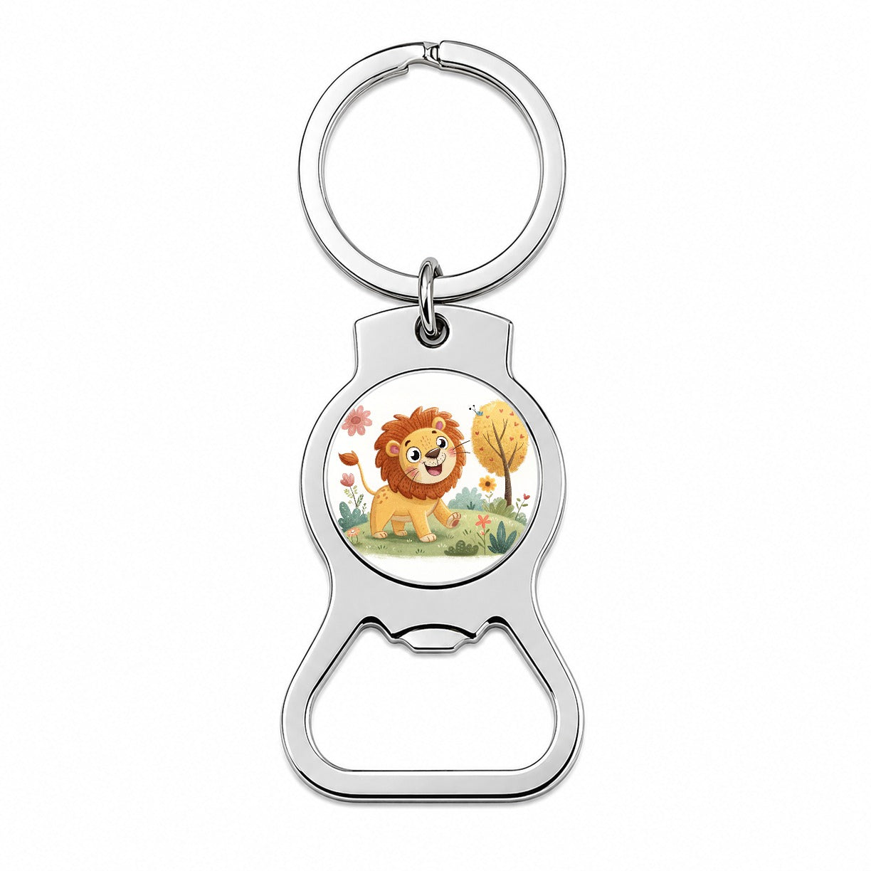 Lion Children's Illustration Style Bottle Opener Keychain