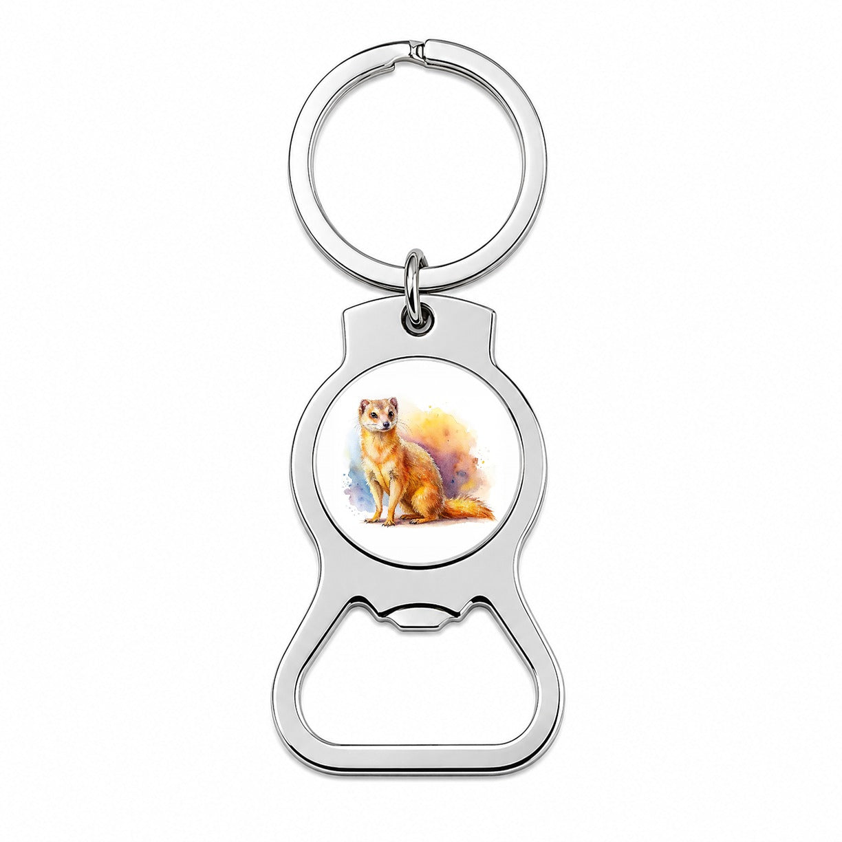 Mongoose Watercolor Bottle Opener Keychain