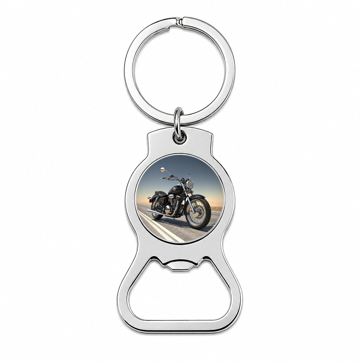 Motorcycle on the Road Bottle Opener Keychain