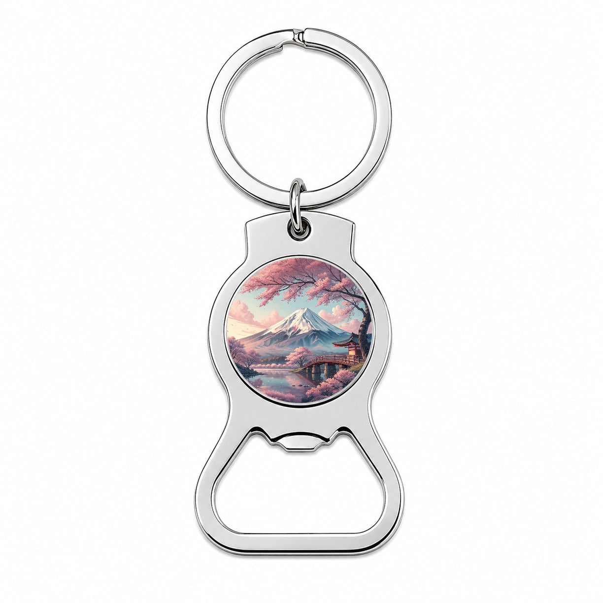 Mount Fuji During Cherry Blossom Season Japan Bottle Opener Keychain
