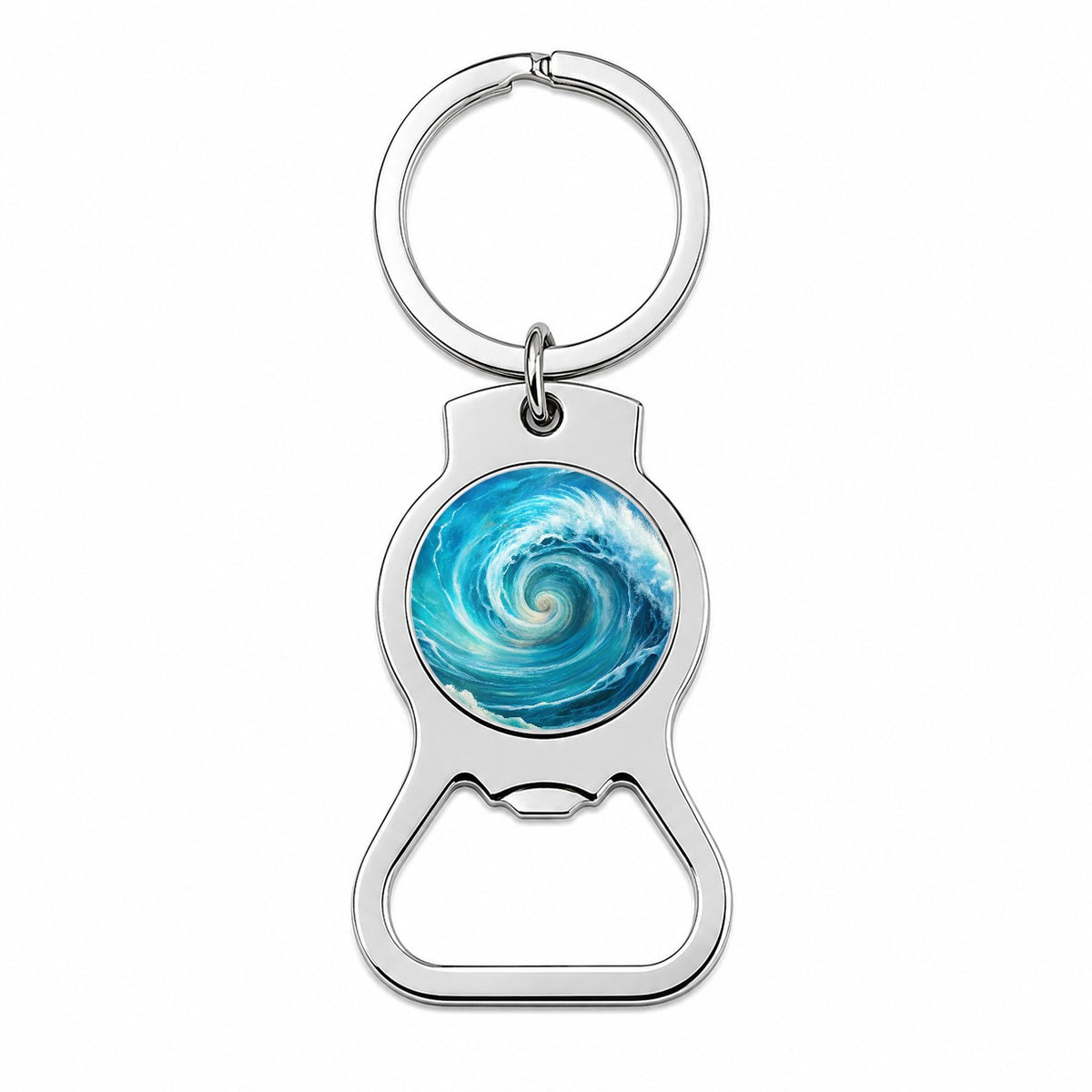 Ocean Spiral Whirlpool Watercolor Bottle Opener Keychain