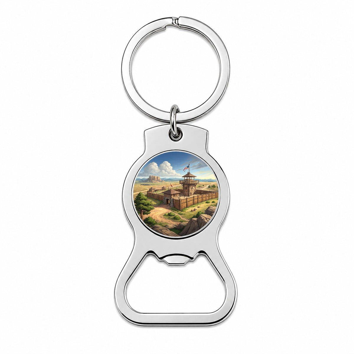 Old West Frontier Fort Cowboy Western Bottle Opener Keychain