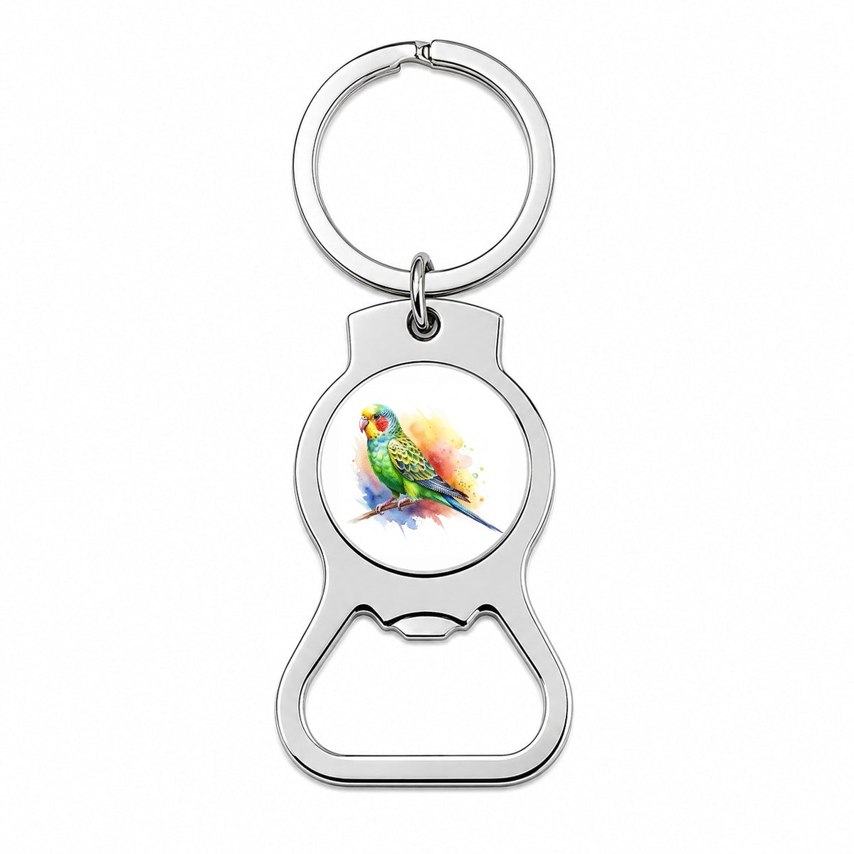 Parakeet Watercolor Bottle Opener Keychain