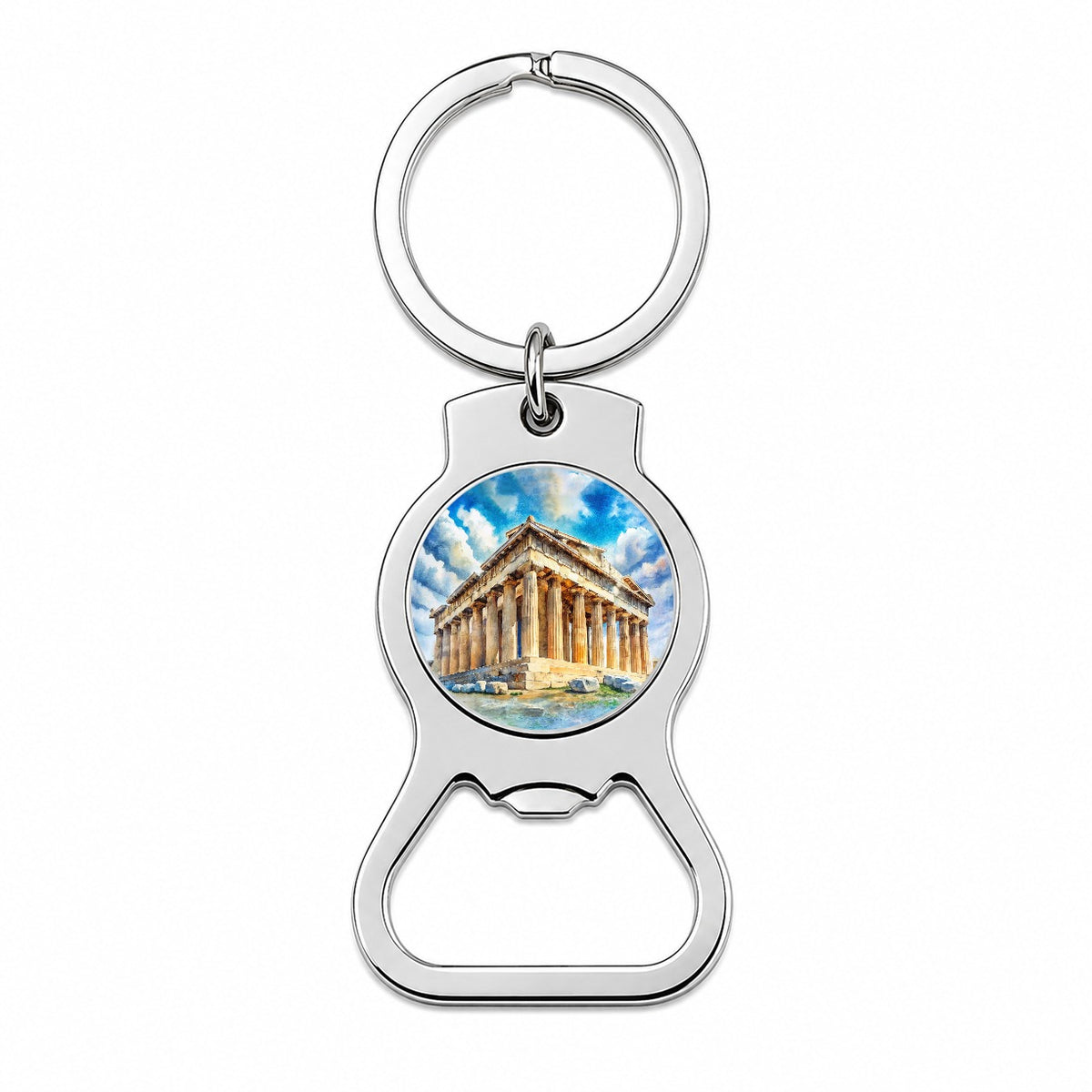 Parthenon Temple Athens Greece Greek Watercolor Bottle Opener Keychain