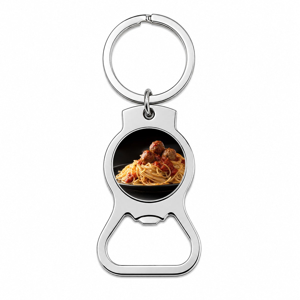 Pasta Spaghetti Sauce And Meatballs Bottle Opener Keychain