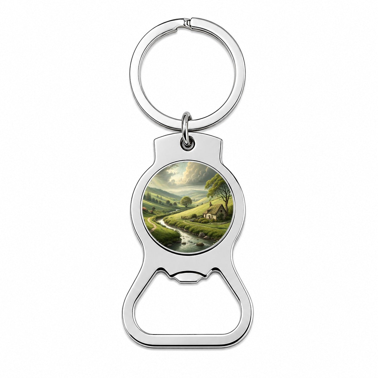 Pastoral Country Landscape Bottle Opener Keychain