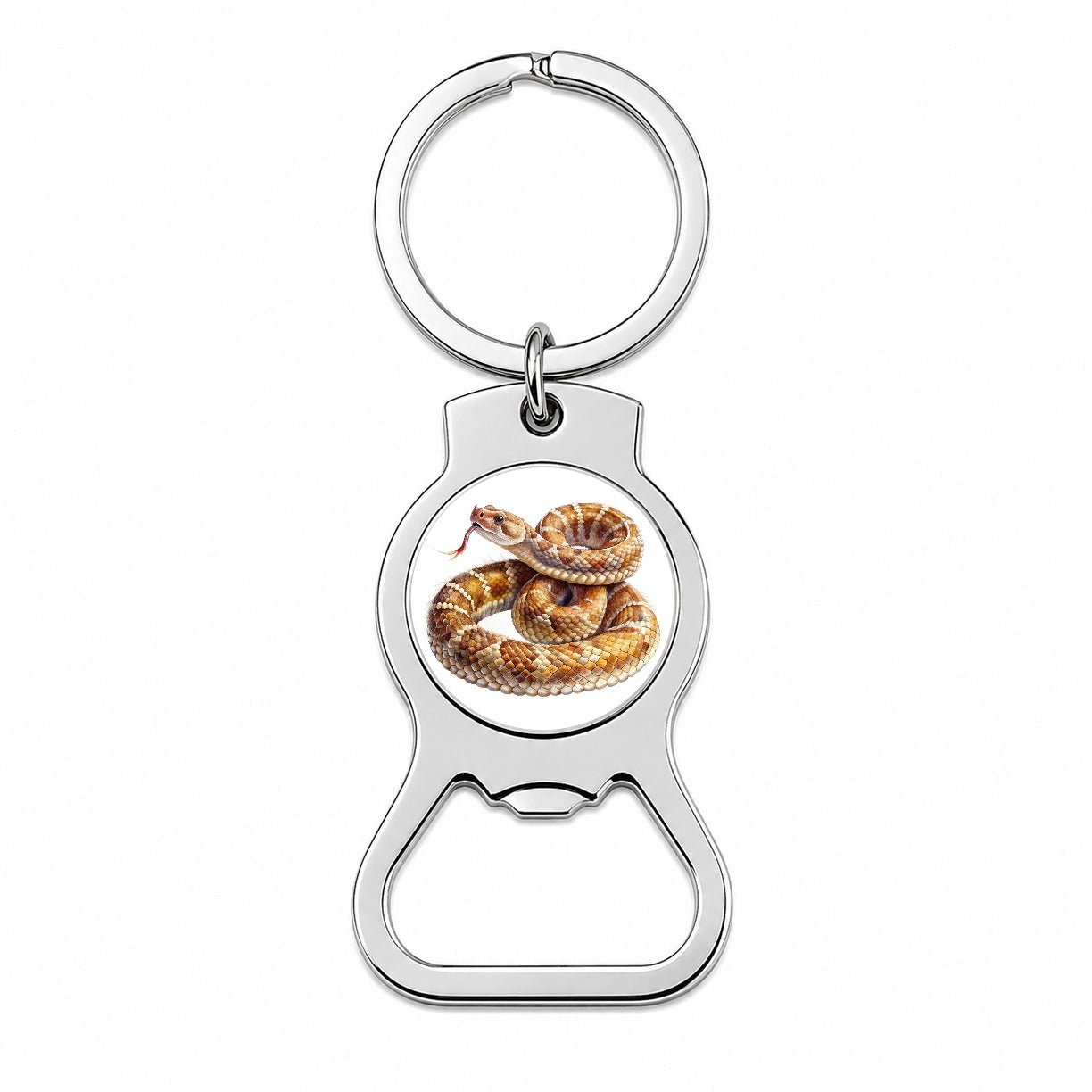 Rattlesnake Snake Reptile Watercolor Bottle Opener Keychain