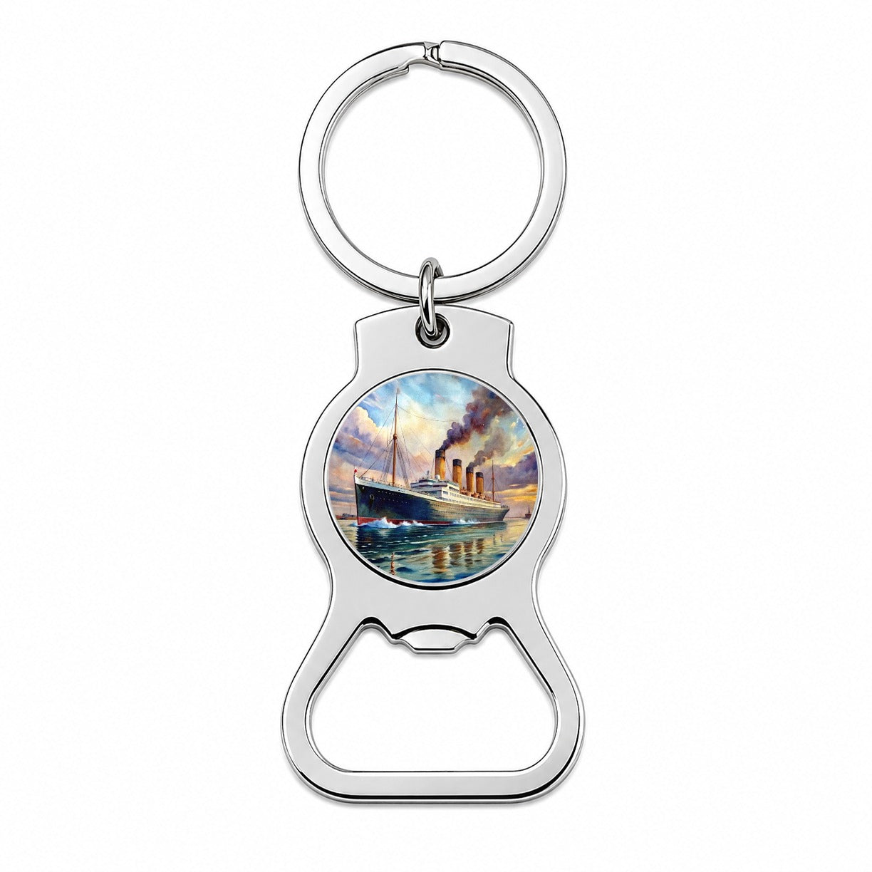RMS Titanic Ocean Liner Cruise Ship Underway Watercolor Bottle Opener Keychain