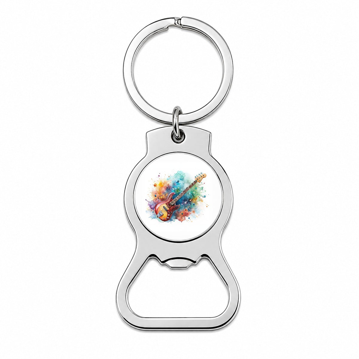 Rock And Roll Guitar Watercolor Bottle Opener Keychain