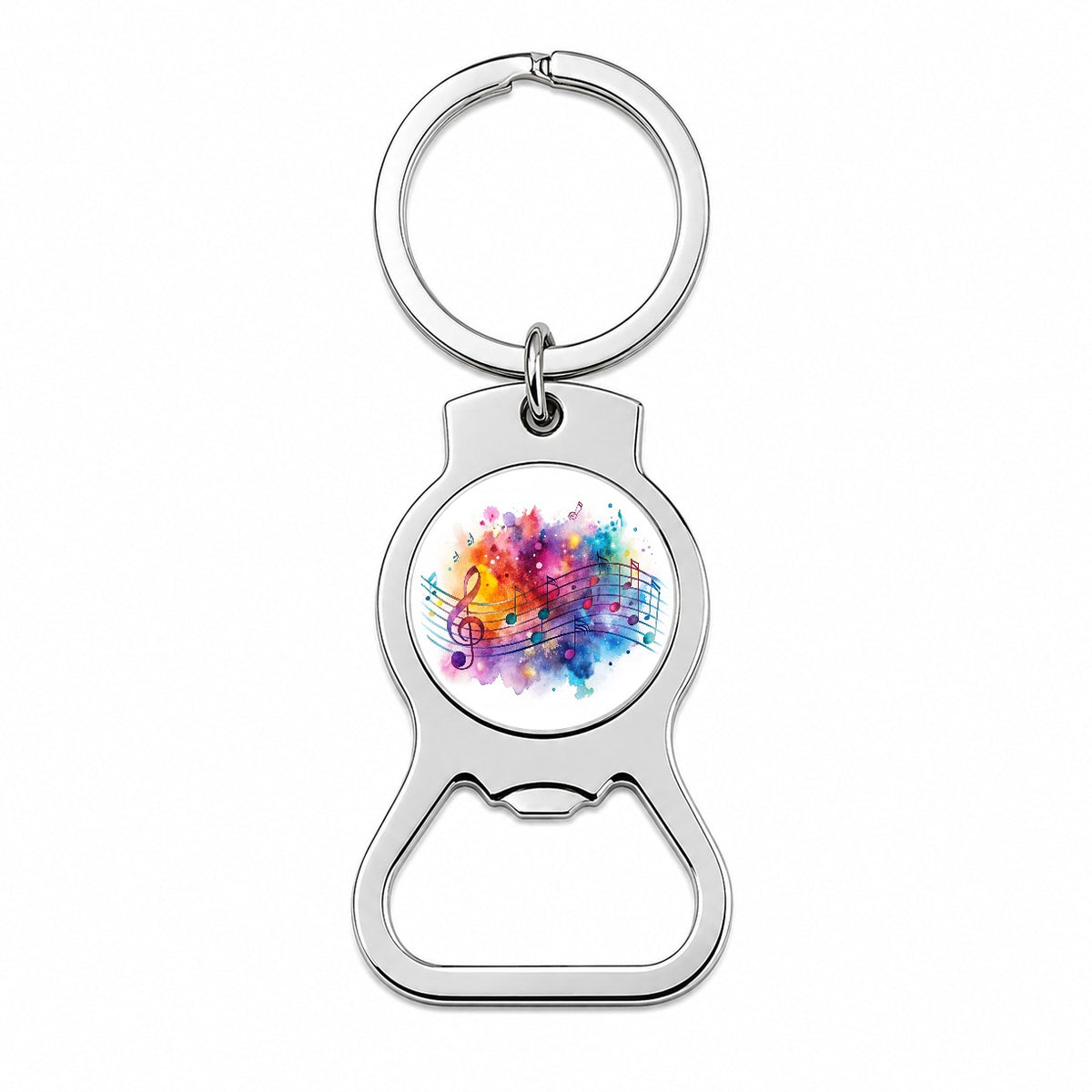 Rock And Roll Music Notes Watercolor Bottle Opener Keychain