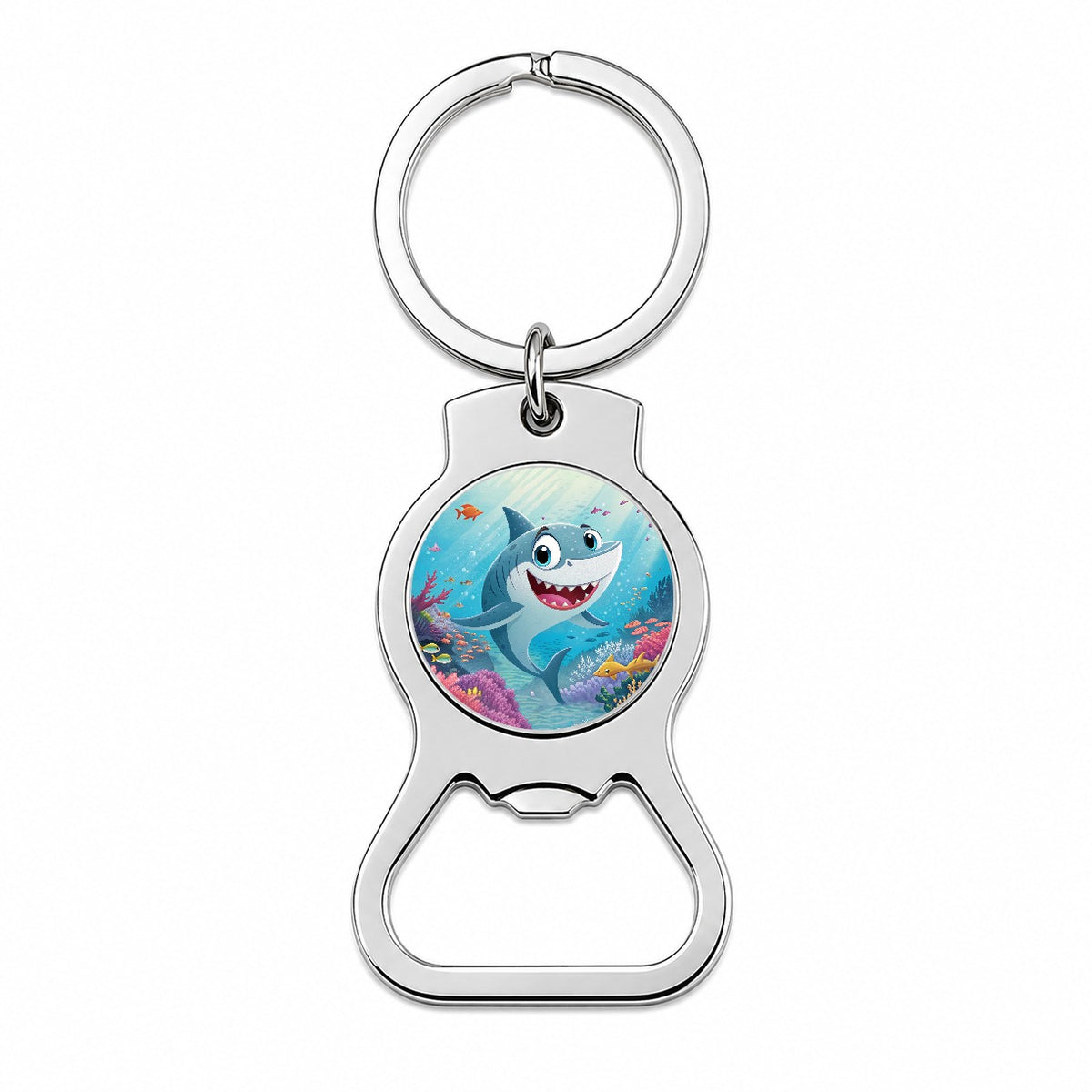Shark Children's Illustration Style Bottle Opener Keychain