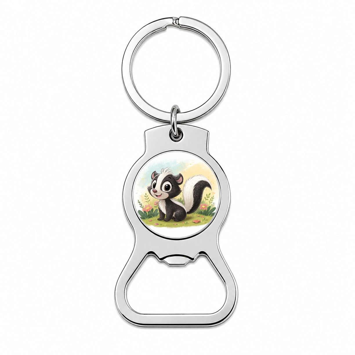 Skunk Children's Illustration Style Bottle Opener Keychain