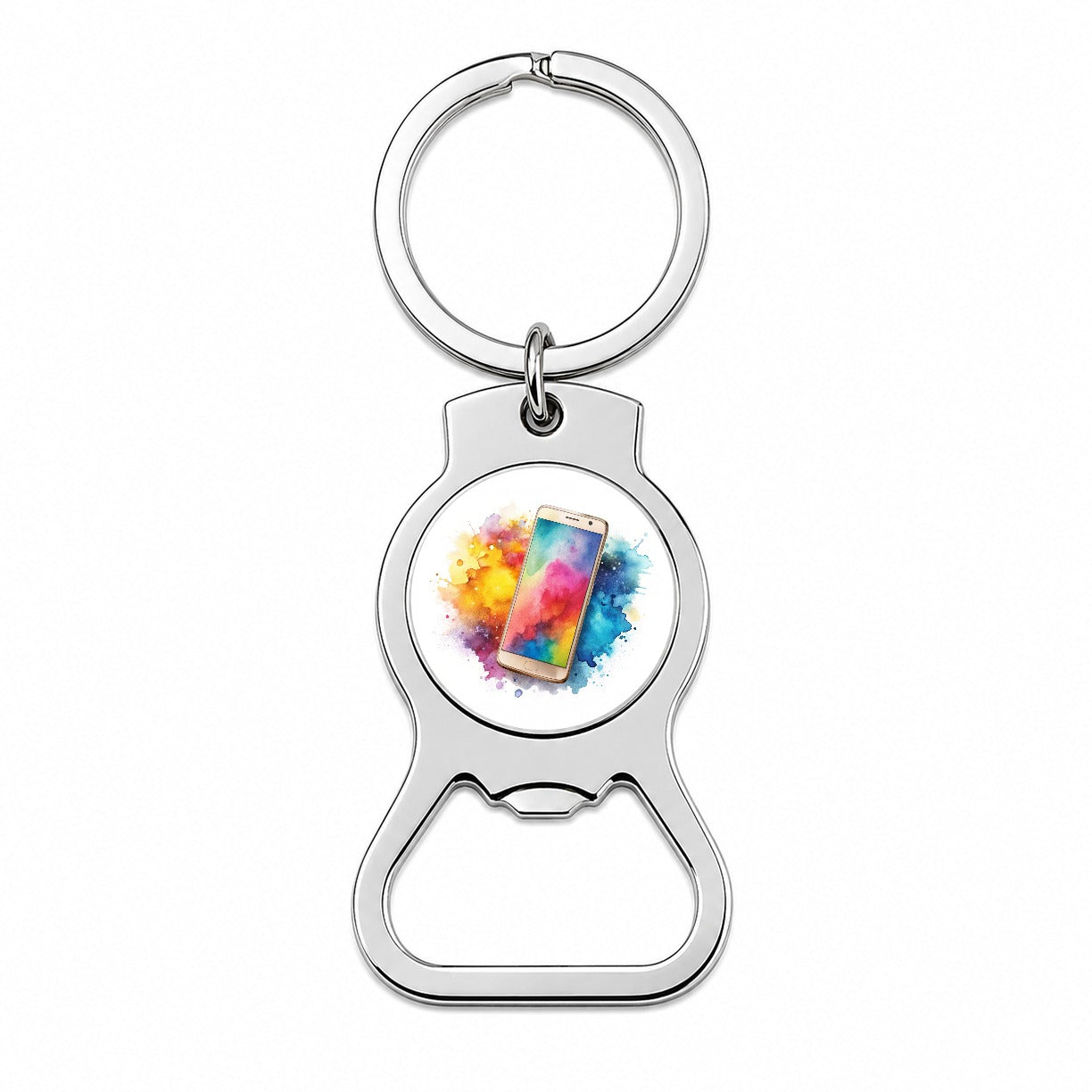 Smart Phone Watercolor Bottle Opener Keychain
