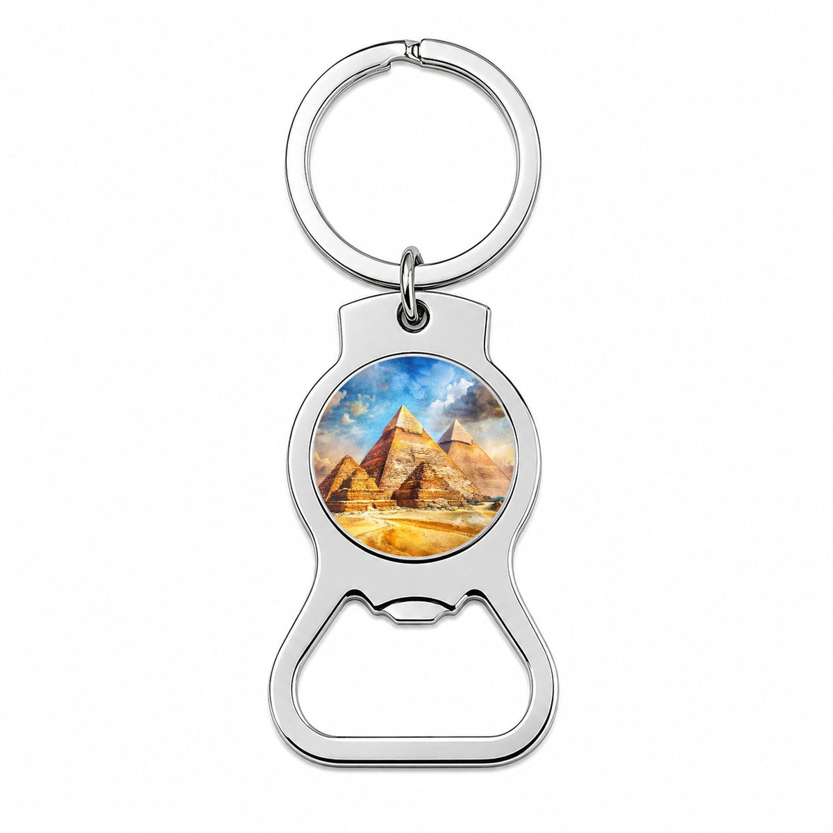 The Great Pyramids Of Giza Watercolor Bottle Opener Keychain