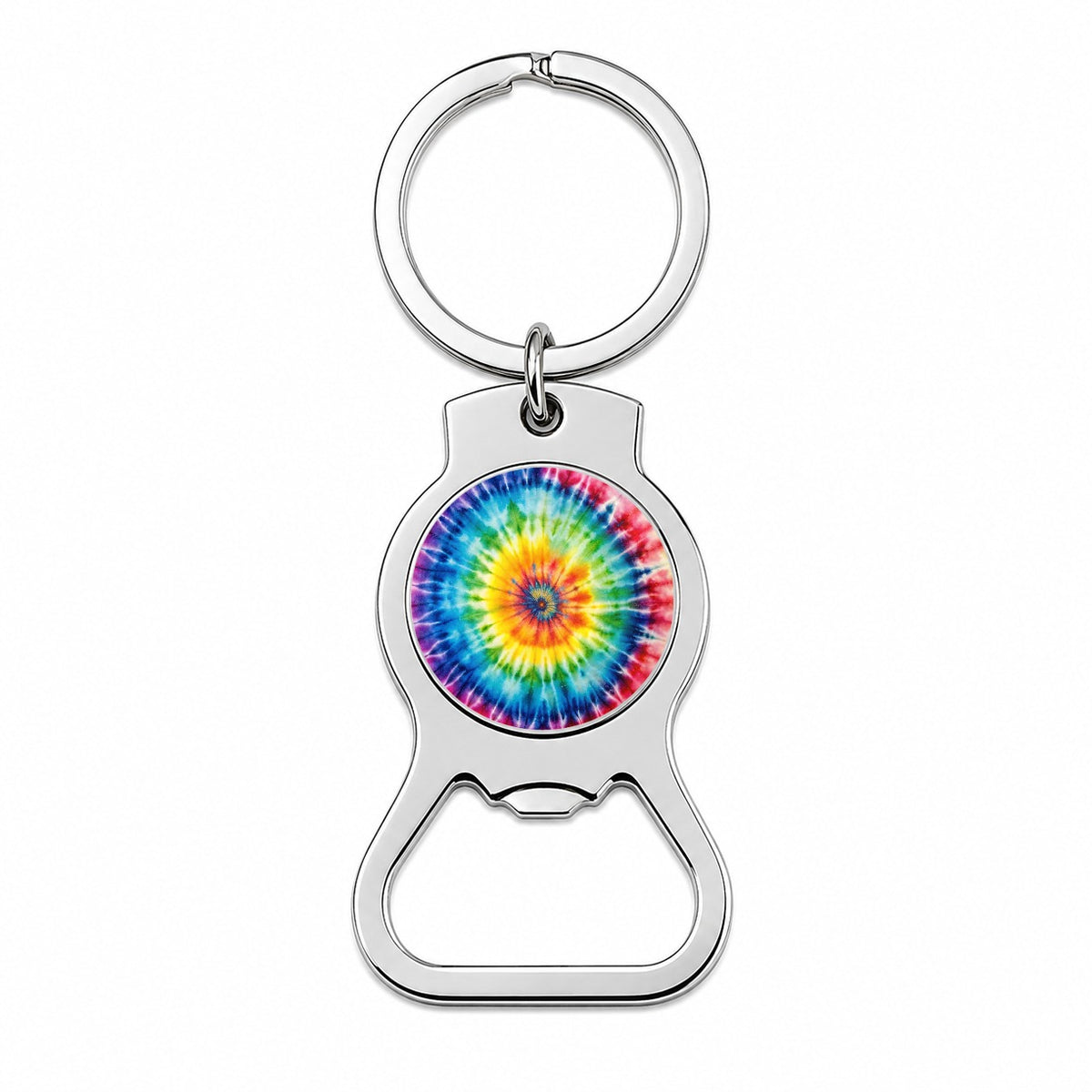 Tie-Dye Watercolor Design Bottle Opener Keychain