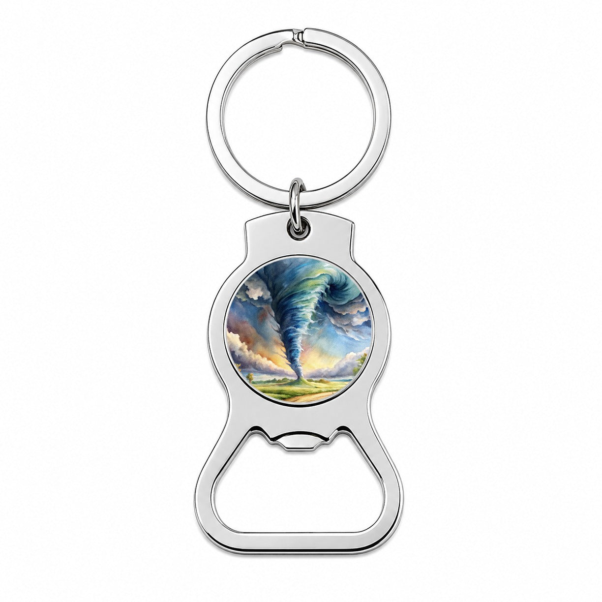 Tornado Twister Watercolor Bottle Opener Keychain