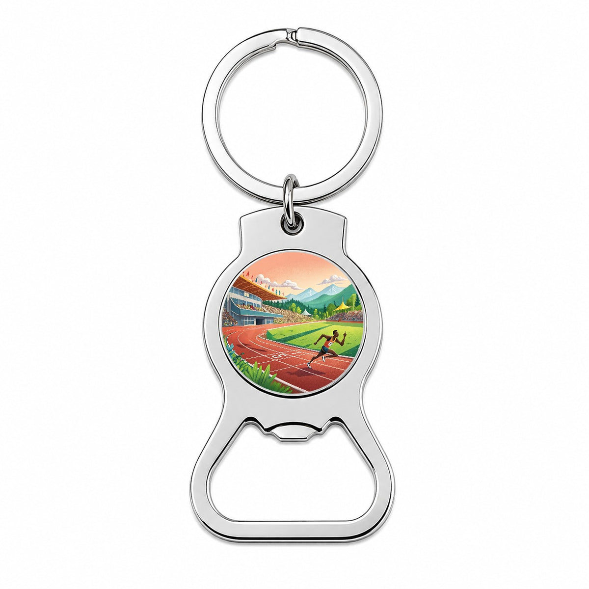 Track And Field Running Race Dash Bottle Opener Keychain
