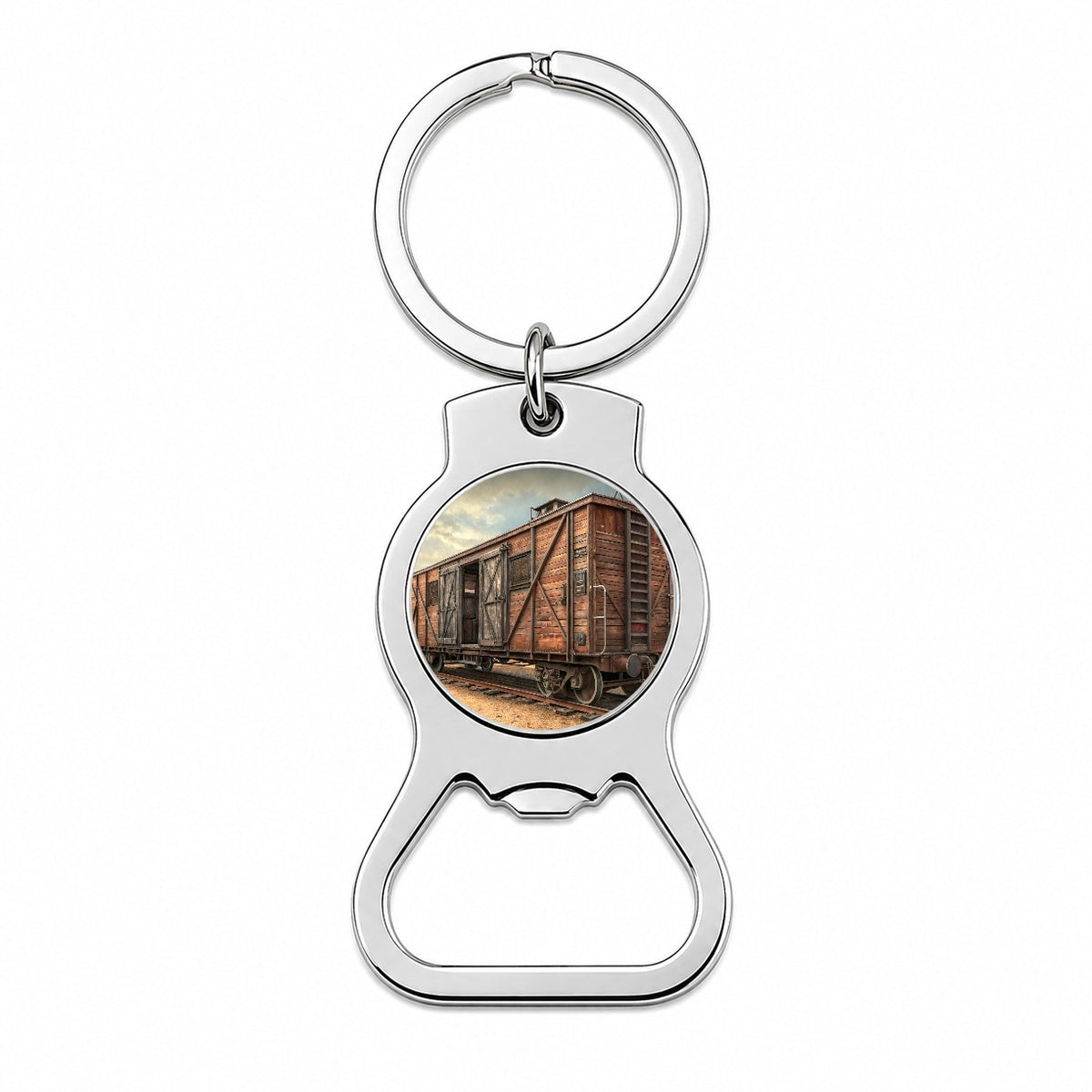 Train Freight Car Old West Western Bottle Opener Keychain